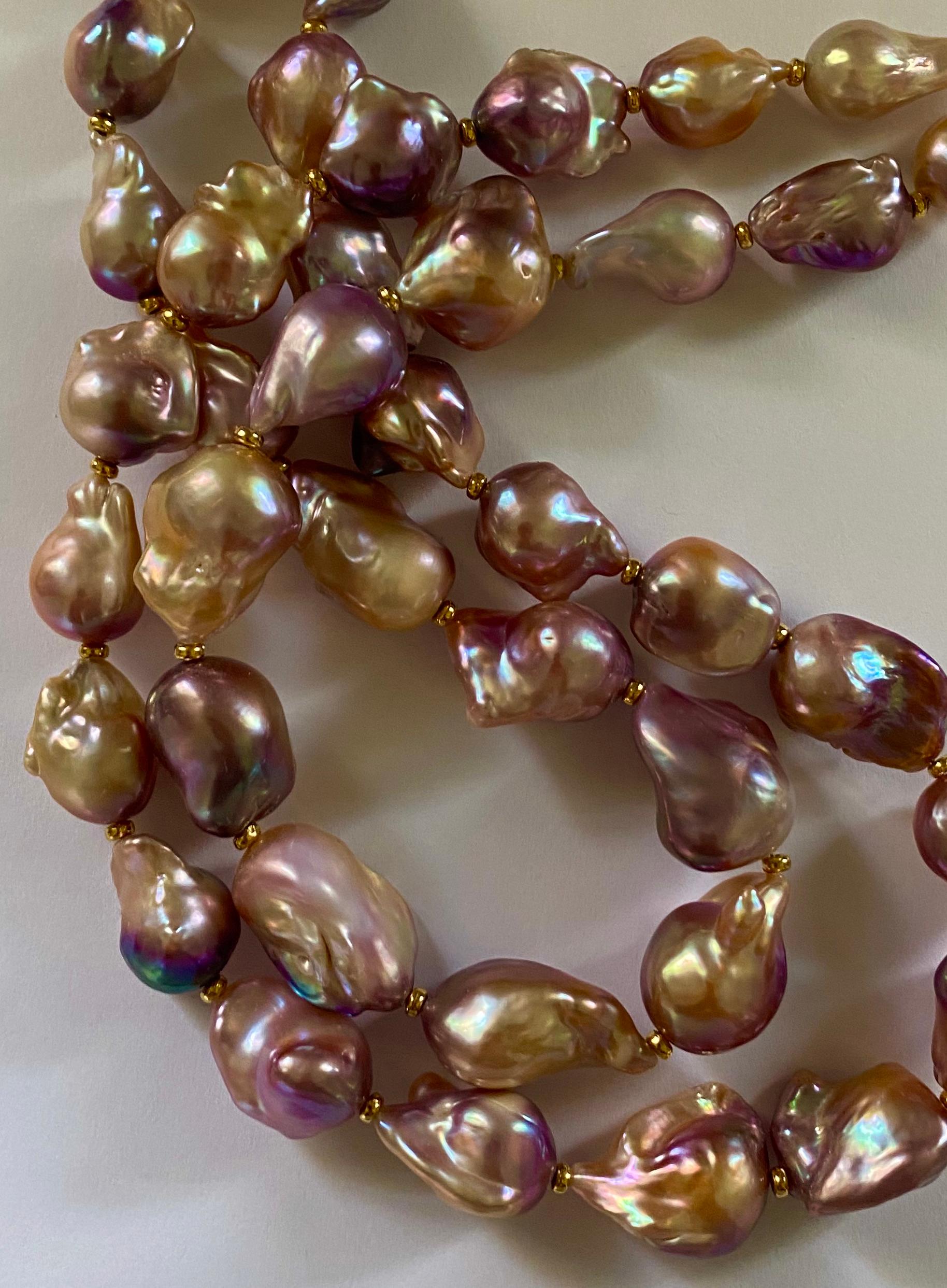 Michael Kneebone Earth Tone Baroque Pearl Double Strand Necklace For Sale 2