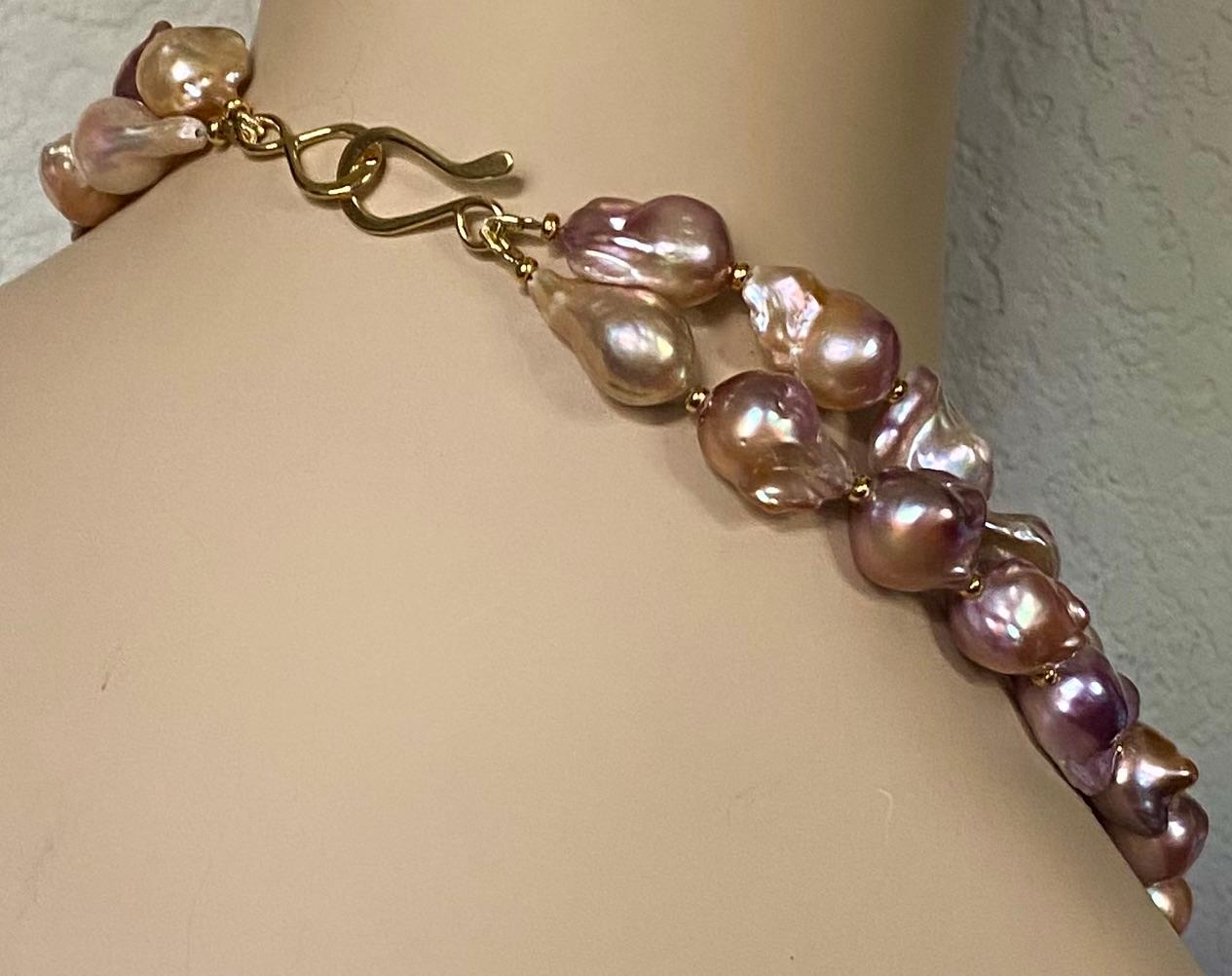 Michael Kneebone Earth Tone Baroque Pearl Double Strand Necklace For Sale 3