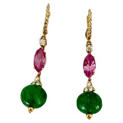 Michael Kneebone Pendientes Colgantes Esmeralda Diamante Topacio Rosa