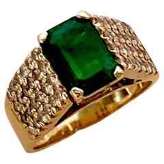 Michael Kneebone Emerald Pave Diamond Cocktail Ring