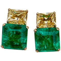 Michael Kneebone Emerald Yellow Sapphire Deux Gemme Earrings