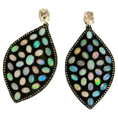 Michael Kneebone Ethiopian Opal Diamond Mughal Style Dangle Earrings