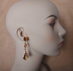 Michael Kneebone Fantasy Cut Citrine Yellow Sapphire Dangle Earrings