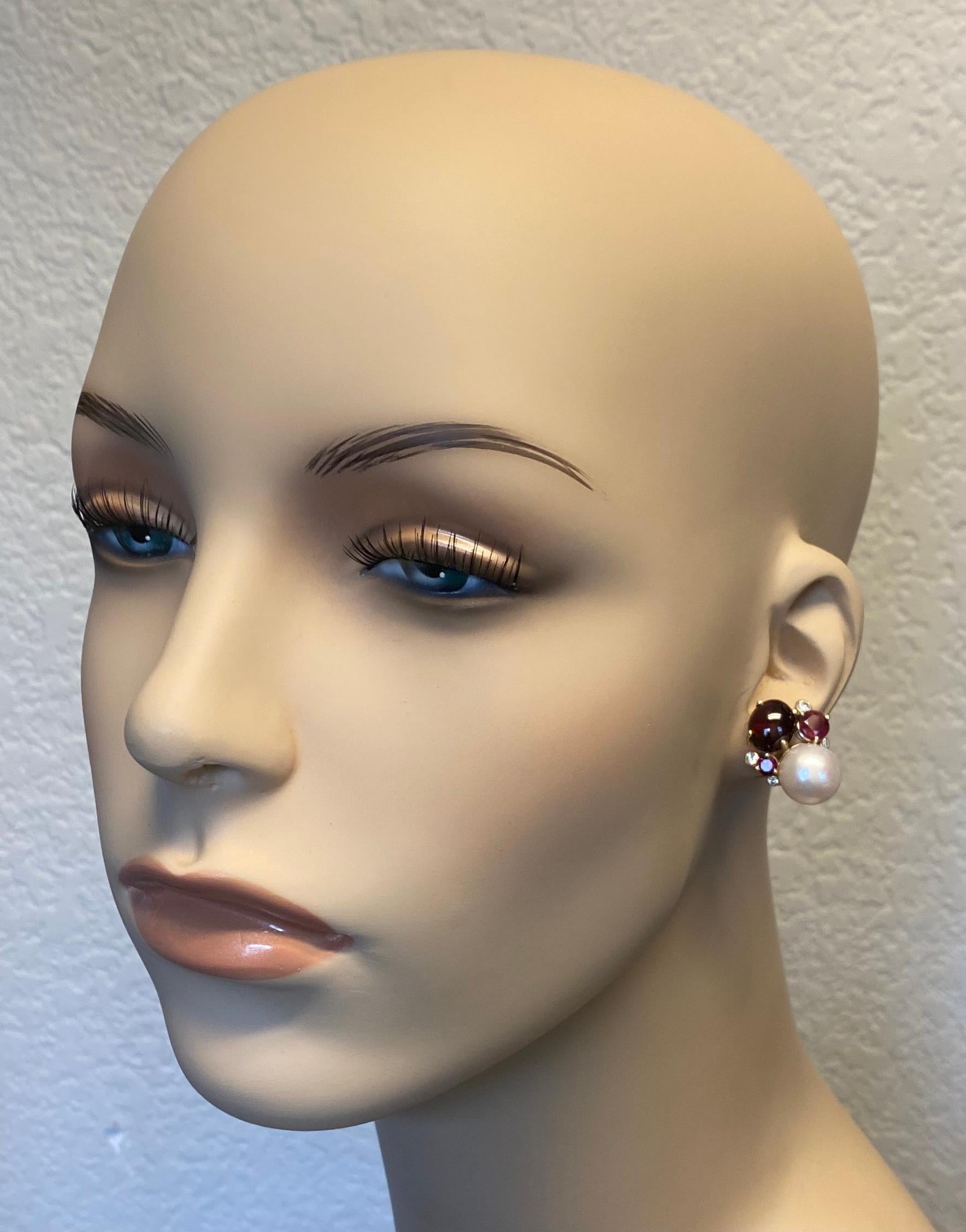 garnet pearl earrings