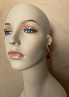 Michael Kneebone Garnet Yellow Sapphire Fire Opal Diamond Dangle Earrings