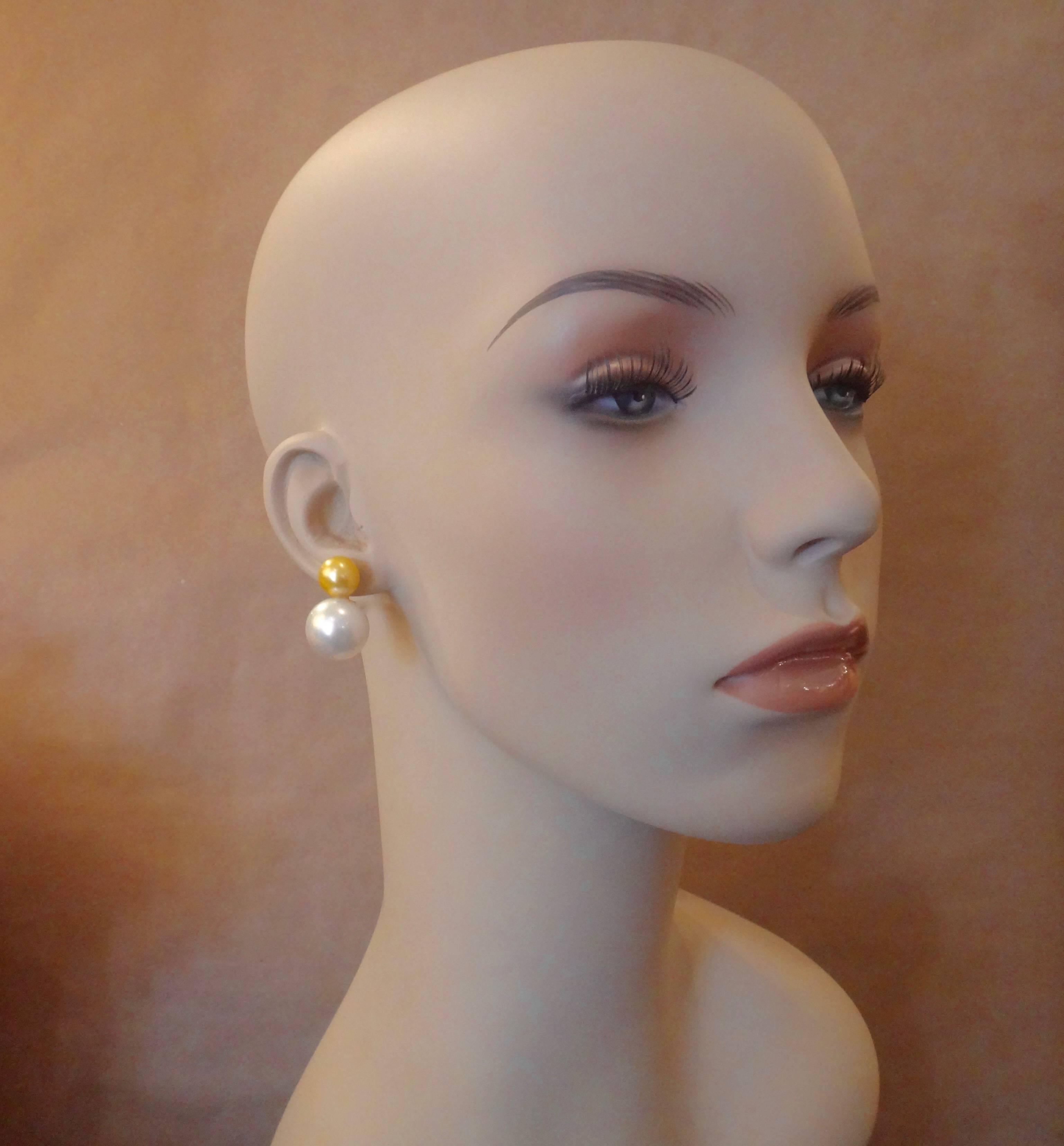 Michael Kneebone Golden and White South Seas Pearl Earrings 3