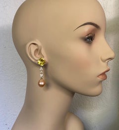 Michael Kneebone Golden Beryl Diamond Diamond Kasumi Pearl Dangle Earrings