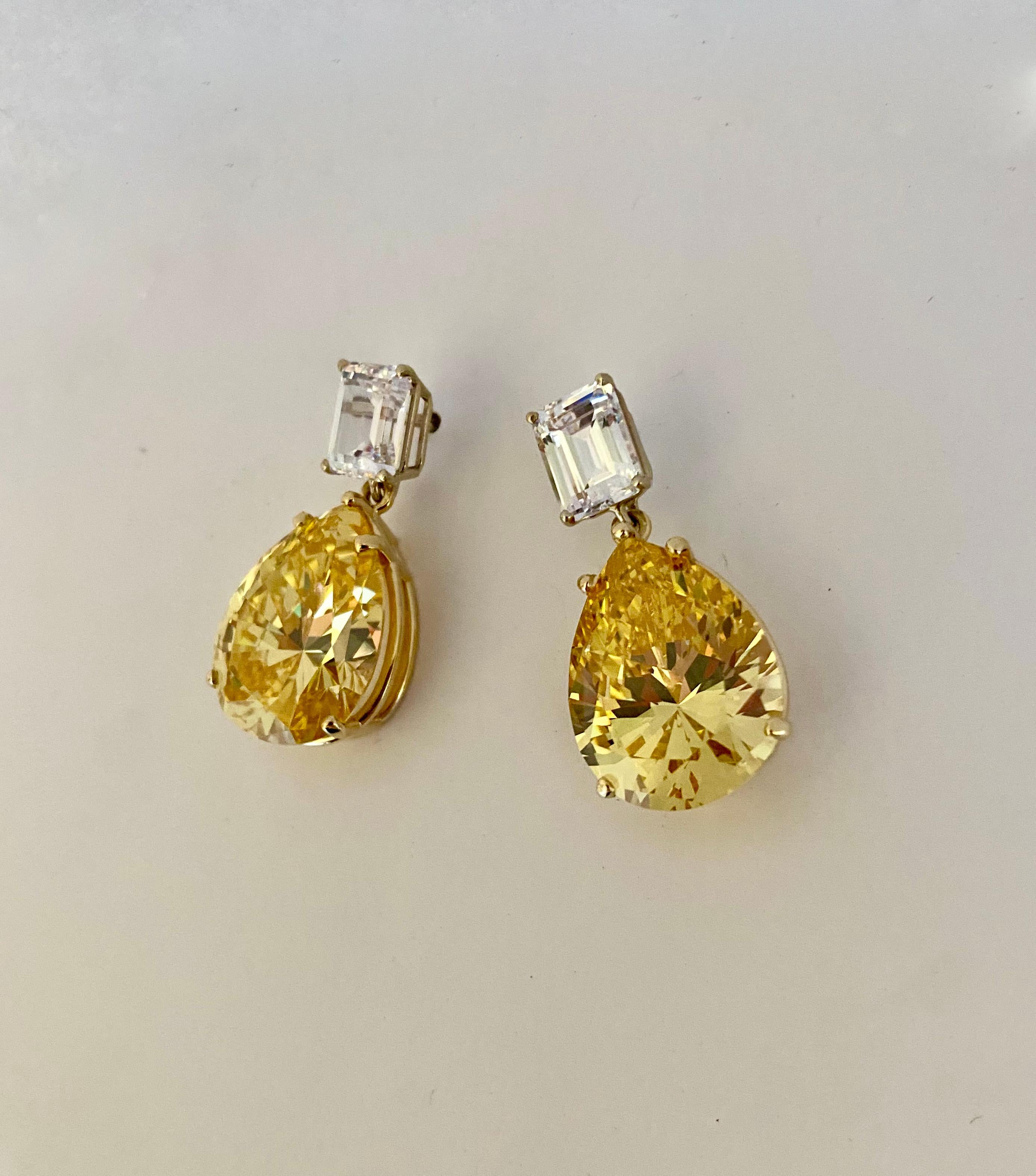 Michael Kneebone Golden Beryl White Sapphire Dangle Earrings For Sale 4