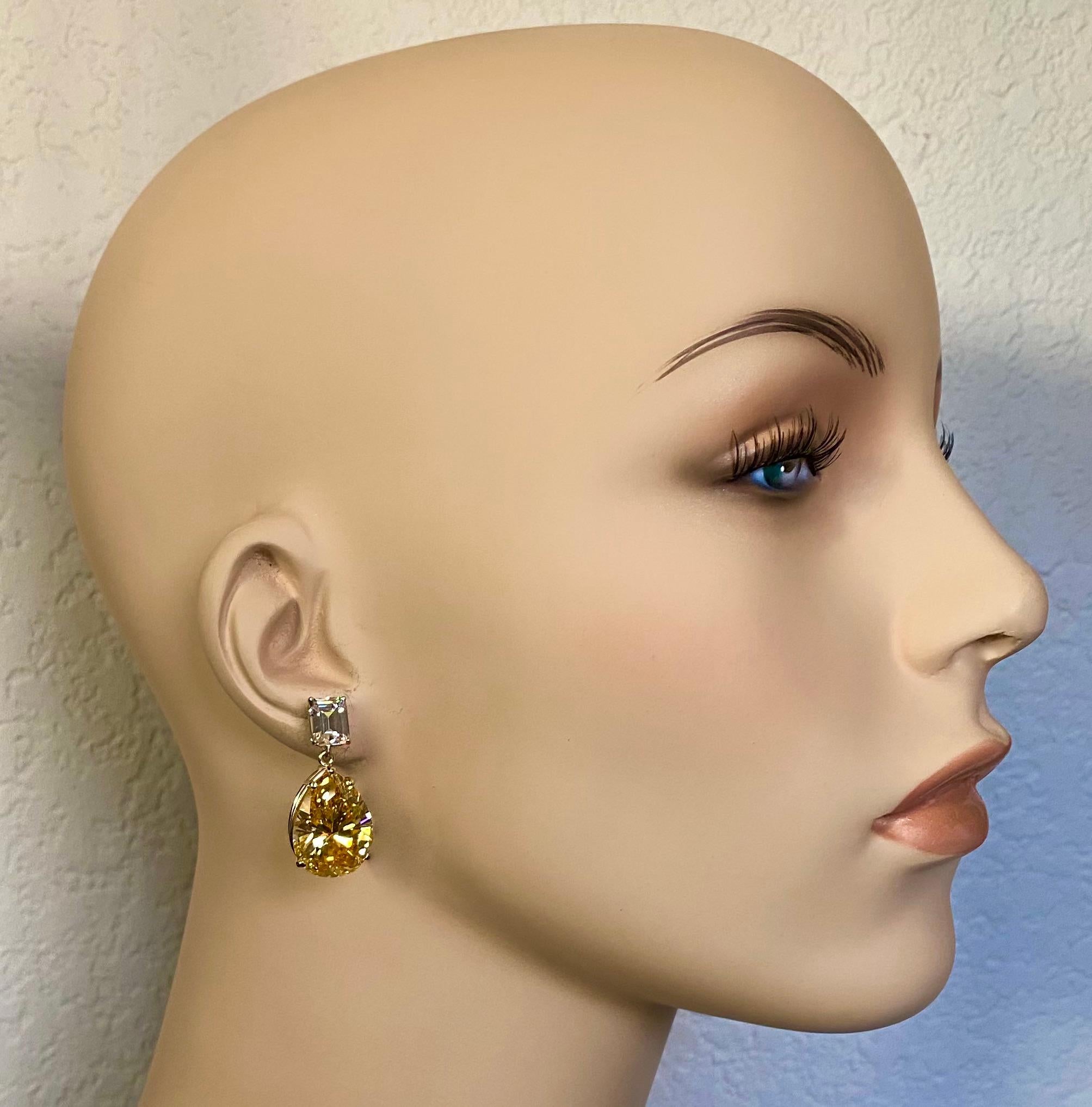 Michael Kneebone Golden Beryl White Sapphire Dangle Earrings For Sale 1