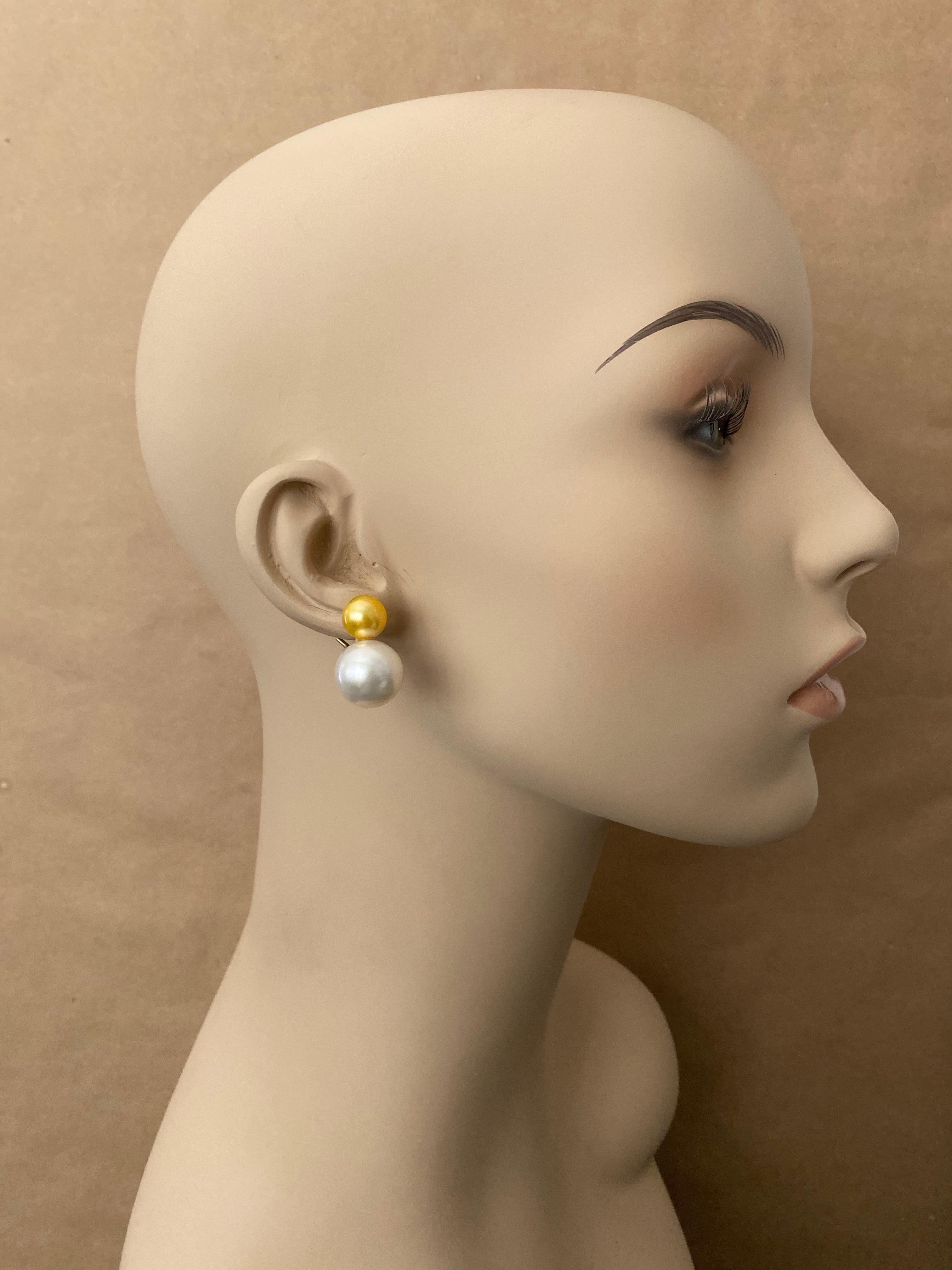 Michael Kneebone Golden South Seas Pearl White South Seas Pearl Earrings 4