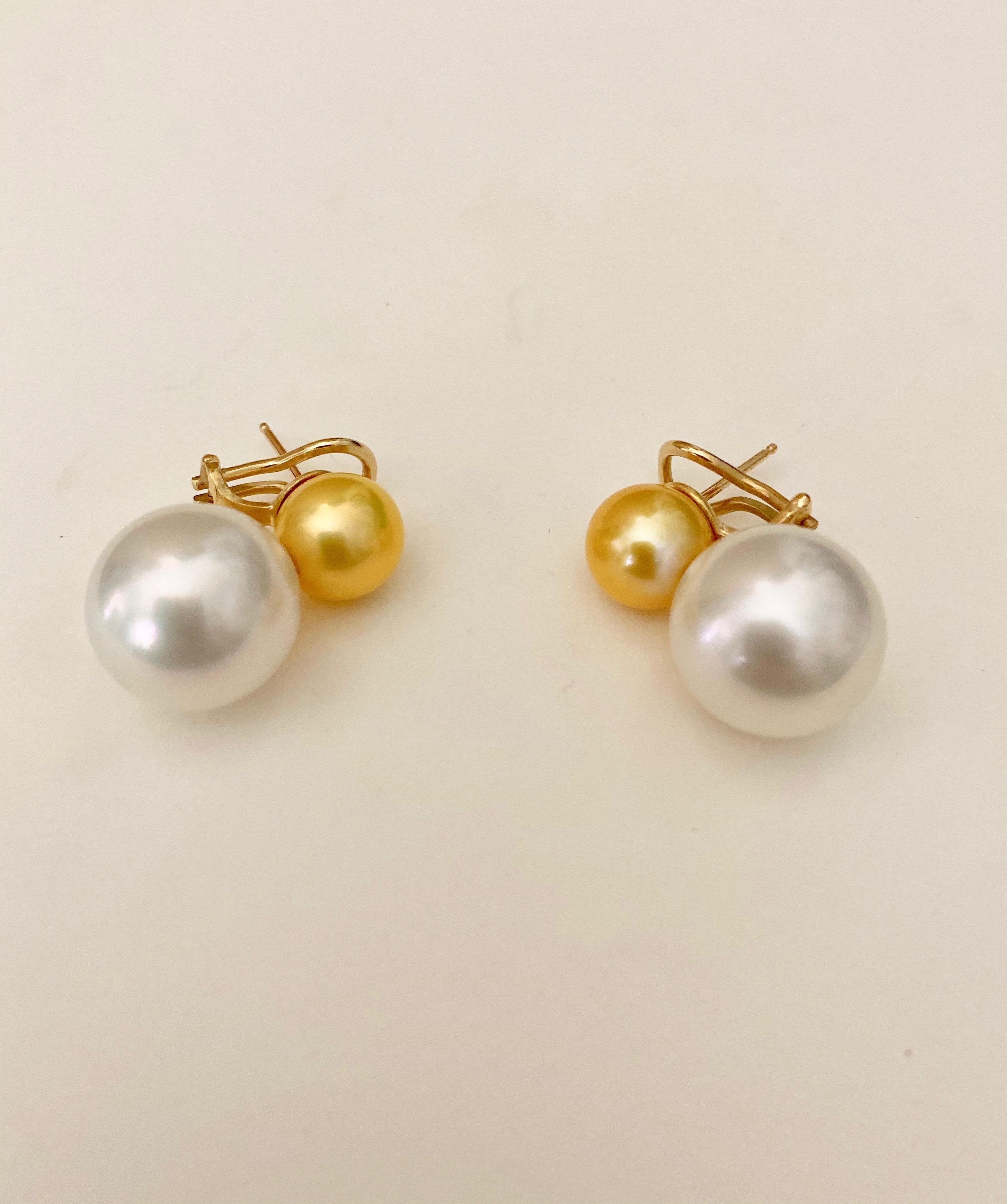 Michael Kneebone Golden South Seas Pearl White South Seas Pearl Earrings 1
