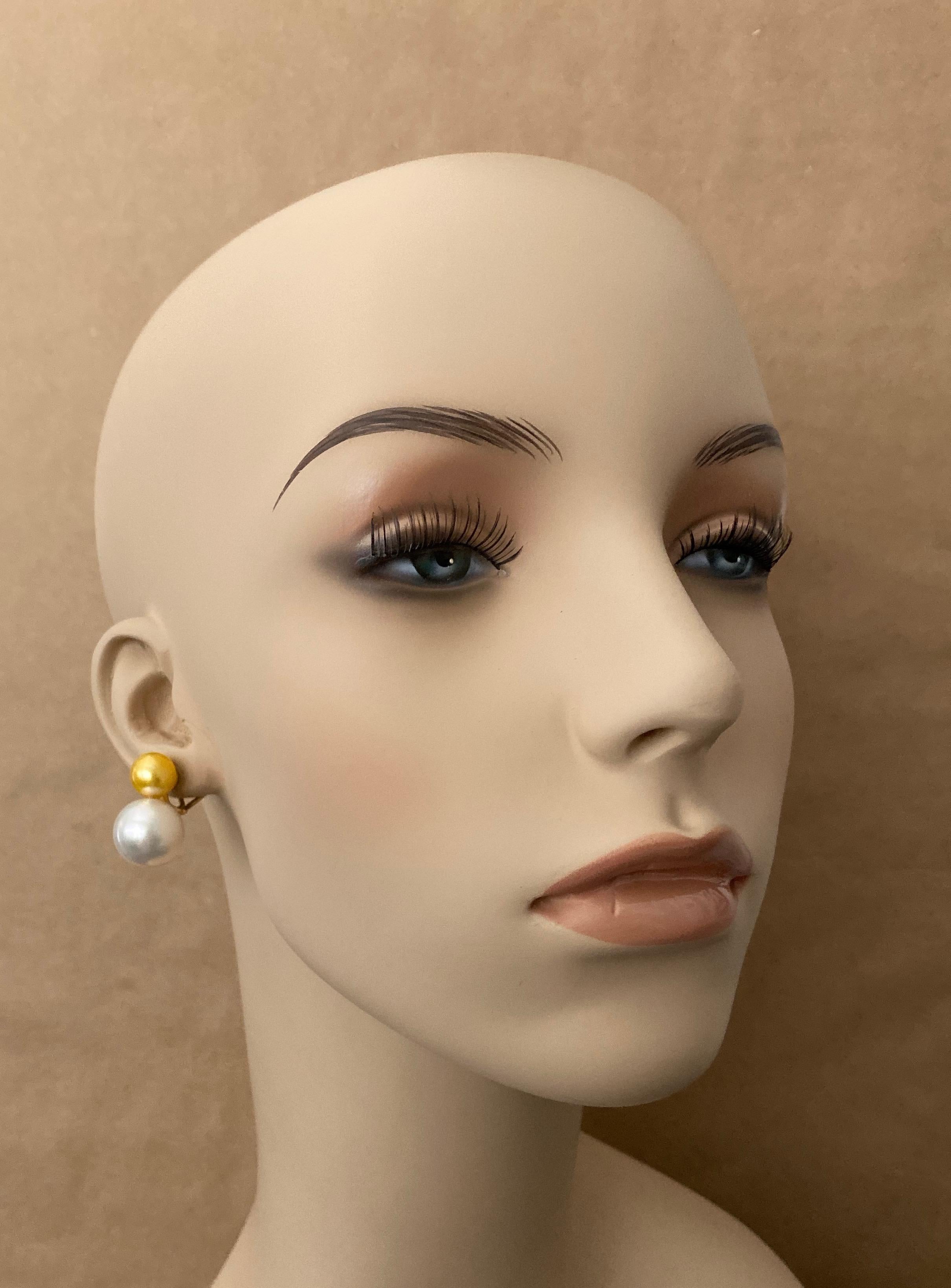 Michael Kneebone Golden South Seas Pearl White South Seas Pearl Earrings 2
