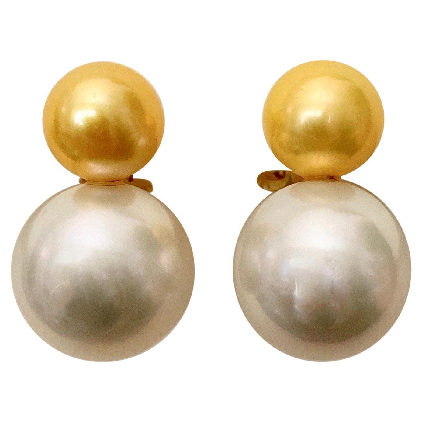 Michael Kneebone Golden South Seas Pearl White South Seas Pearl Earrings