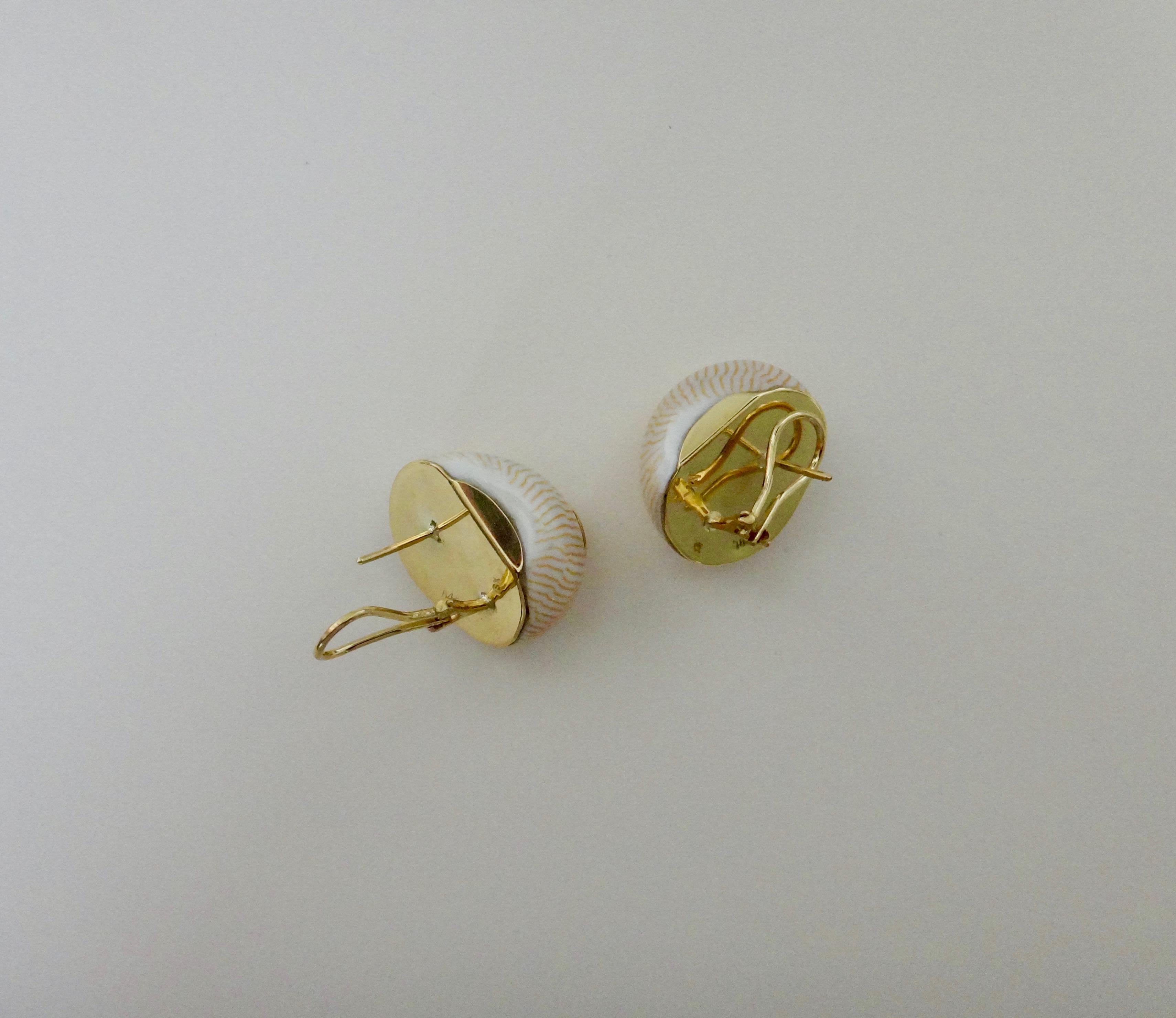 Michael Kneebone Golden Topaz 18 Karat Gold Natural Shell Earrings 3