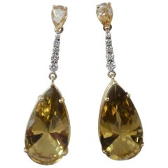 Michael Kneebone Golden Zircon Diamond Lemon Citrine Dangle Earrings