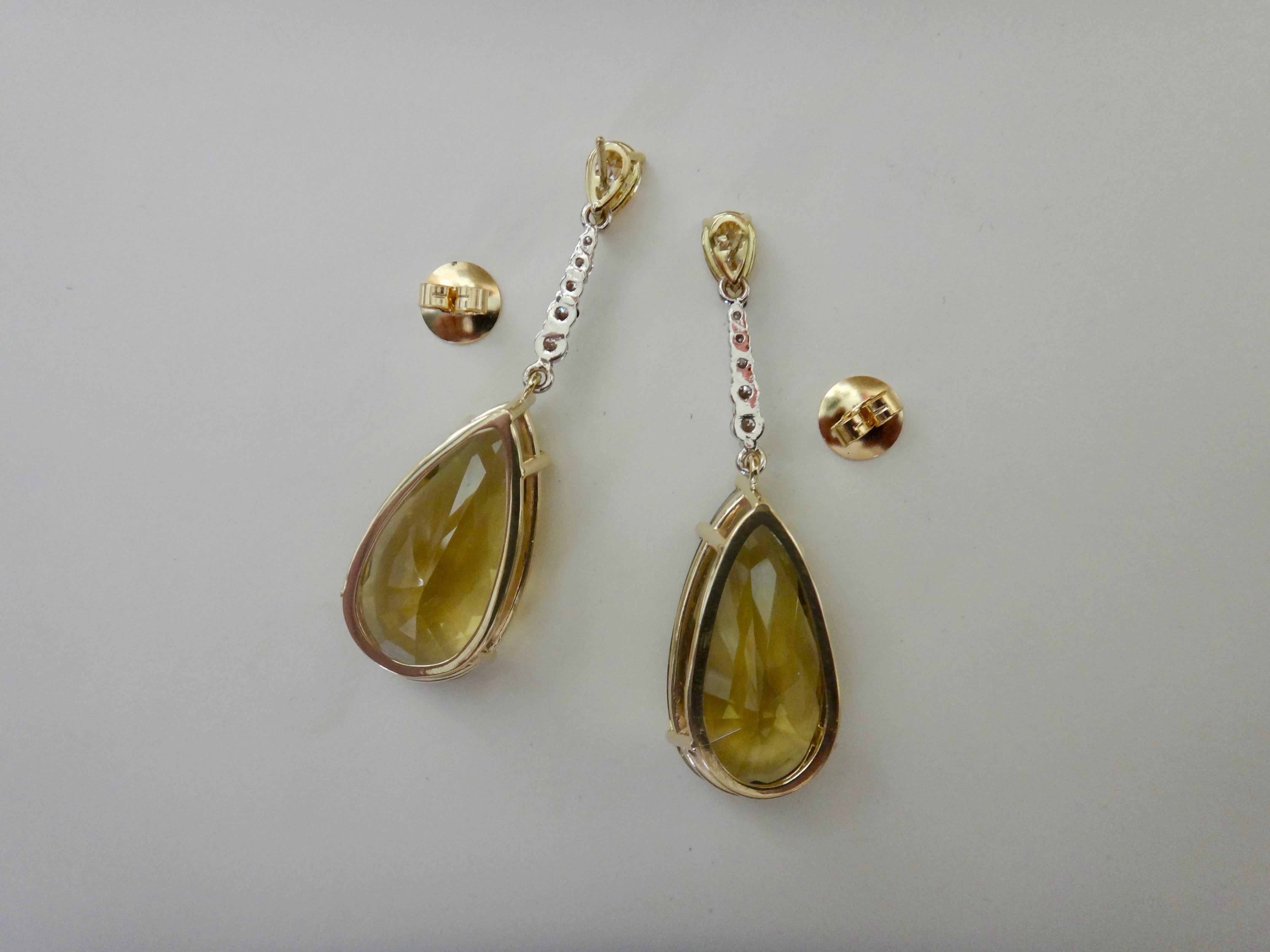 Michael Kneebone Golden Zircon Diamond Lemon Citrine Dangle Earrings For Sale 3