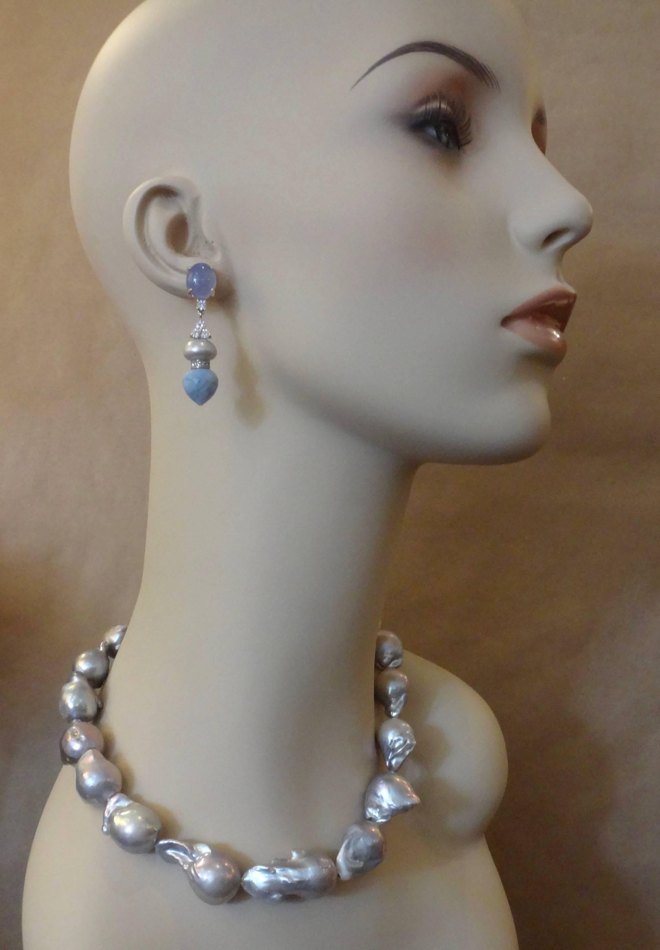 Women's or Men's Michael Kneebone Grey Baroque Cloud Pearl Necklace