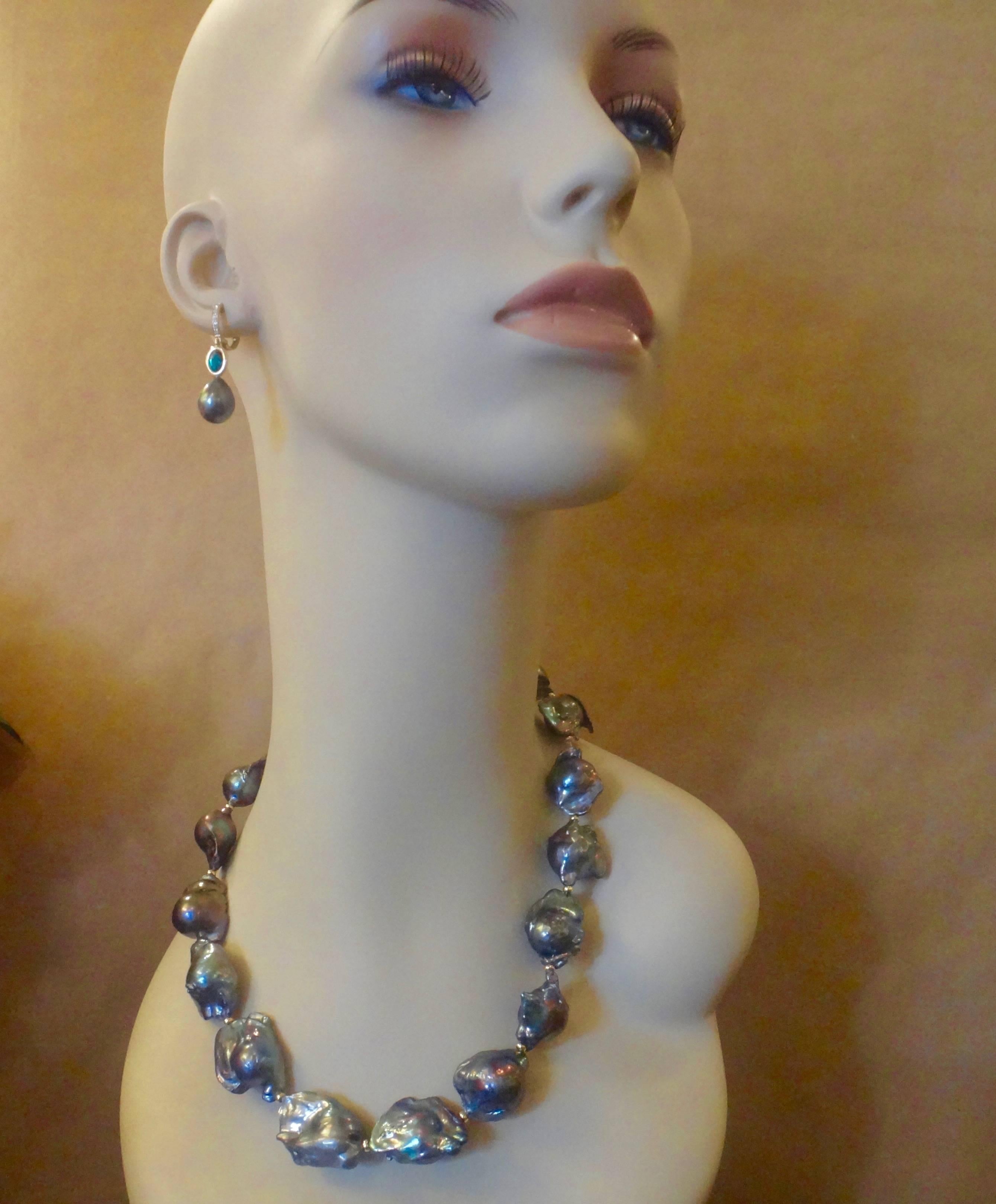 Contemporary Michael Kneebone Gray Baroque Cultured Pearl Necklace For Sale