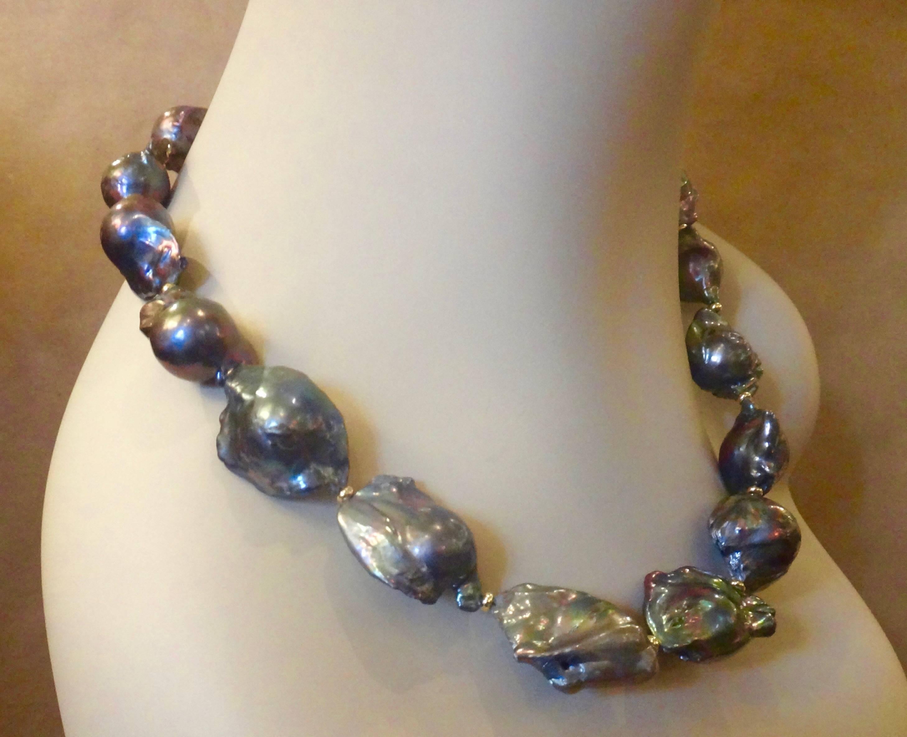 Michael Kneebone Gray Baroque Cultured Pearl Necklace In Excellent Condition For Sale In Austin, TX