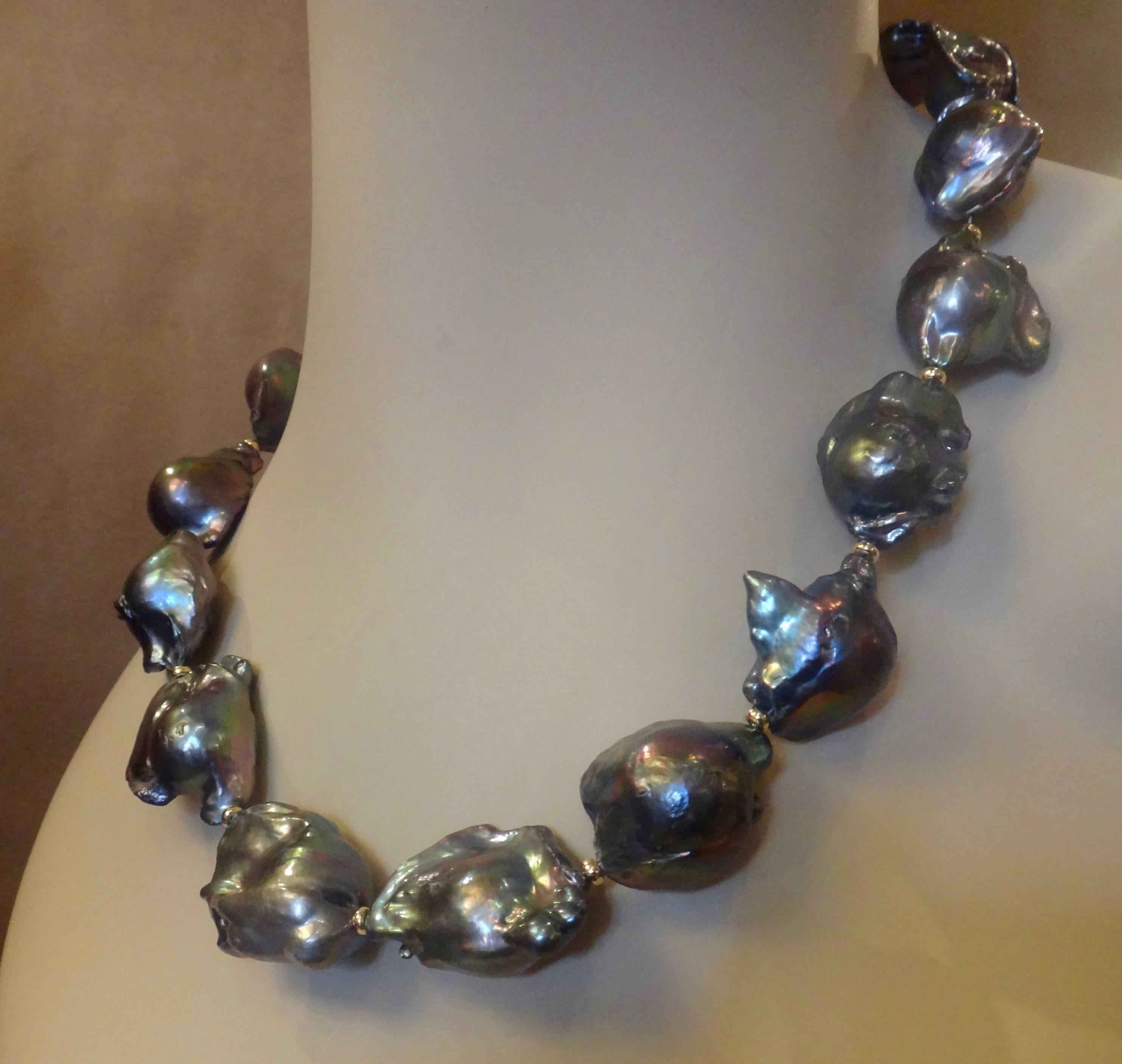 Michael Kneebone Gray Baroque Cultured Pearl Necklace For Sale 1