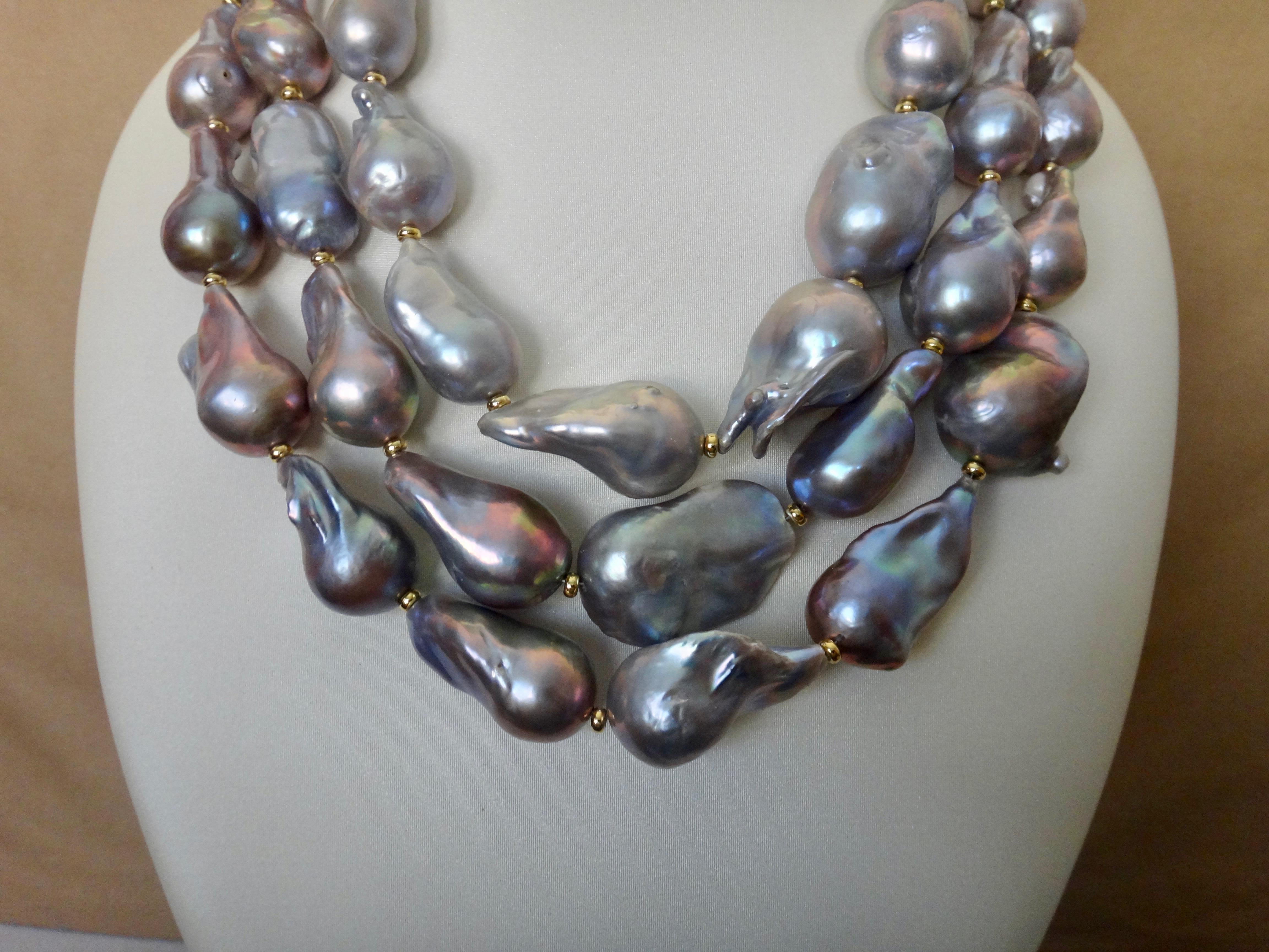 Michael Kneebone Gray Cloud Pearl Triple-Strand Baroque Pearl Necklace 1