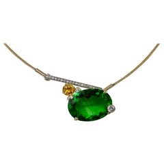 Michael Kneebone Green Moldavite Yellow Sapphire Diamond Necklace