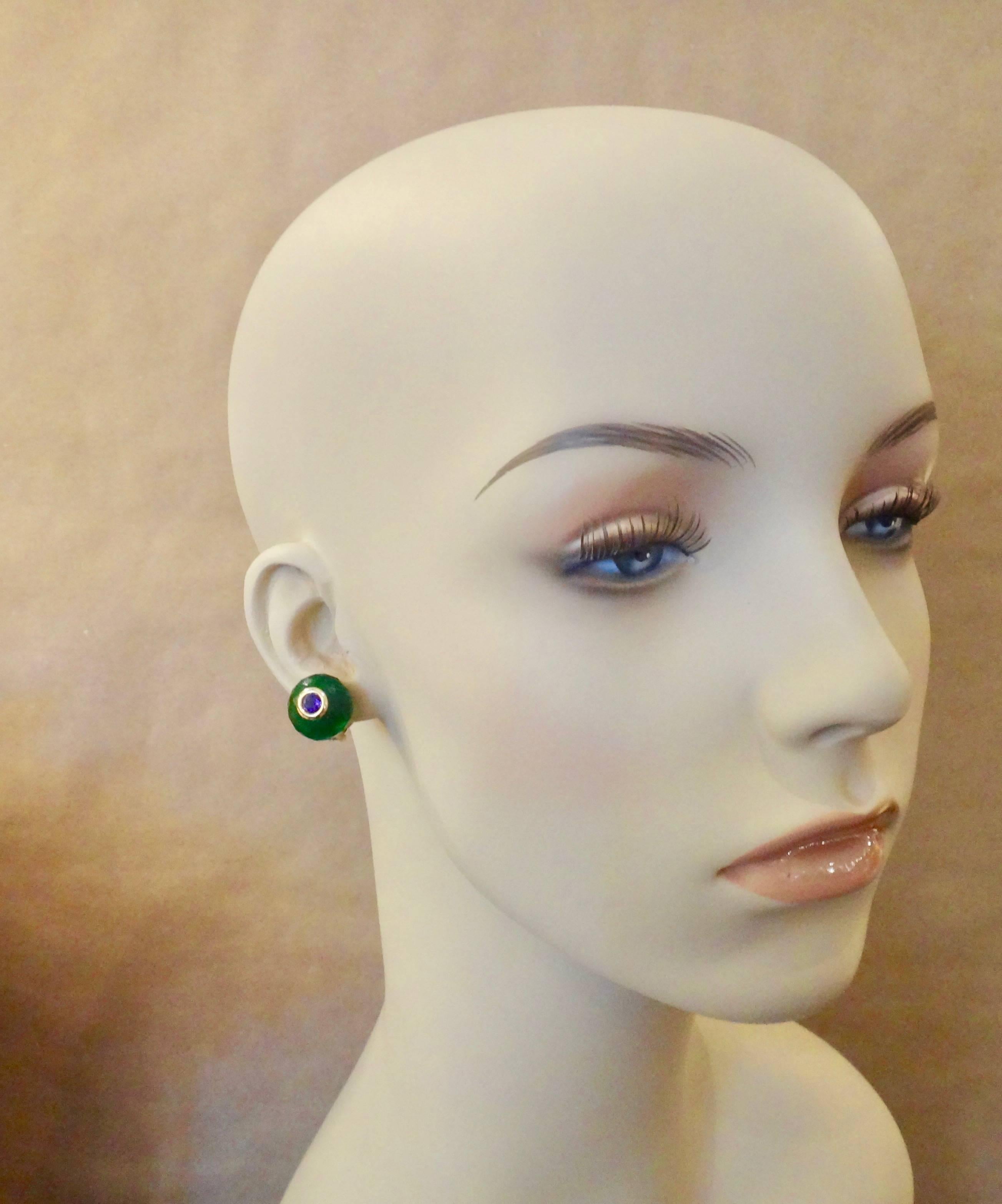 Women's Michael Kneebone Green Topaz Amethyst Ball Stud Earrings