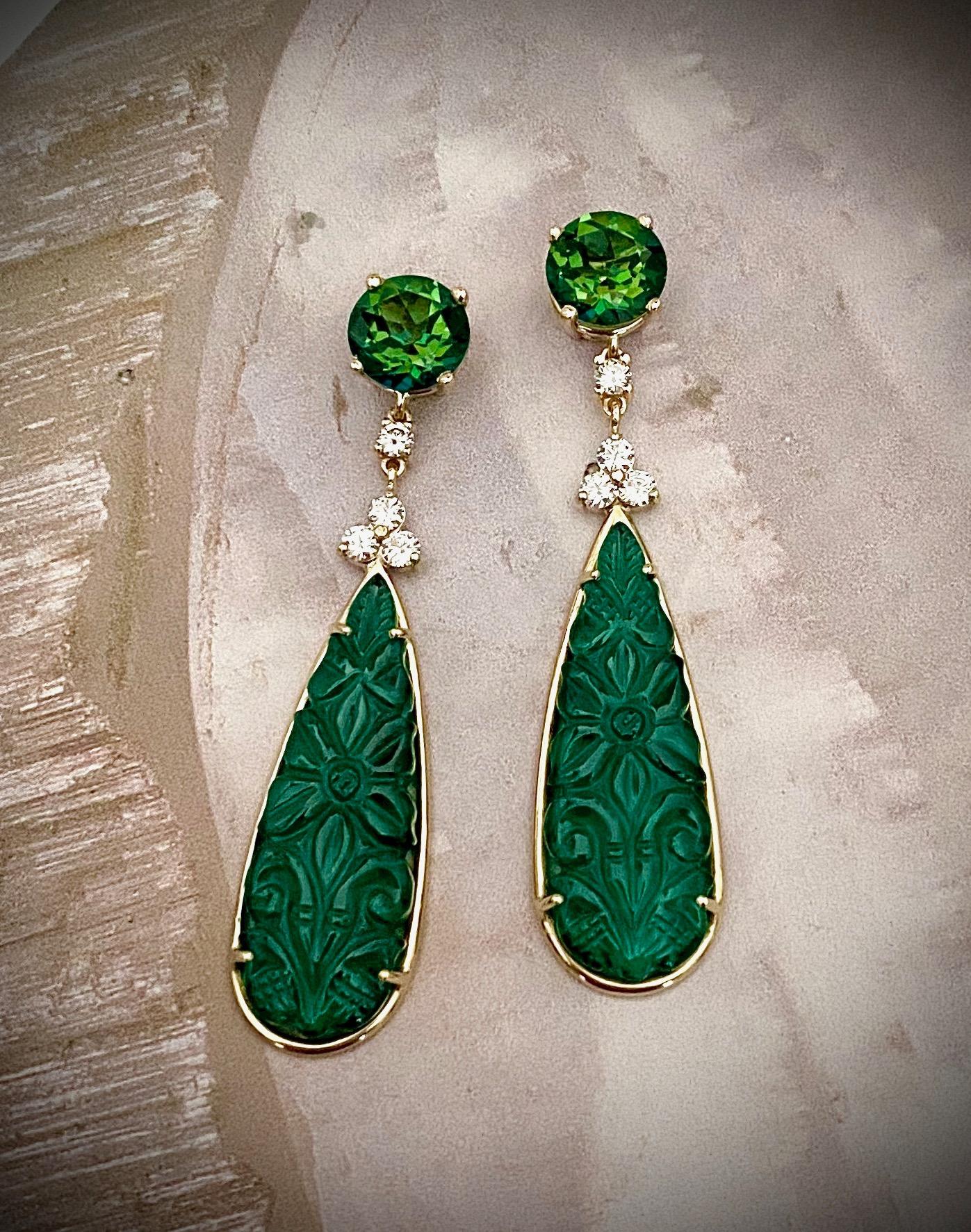 green onyx drop earrings