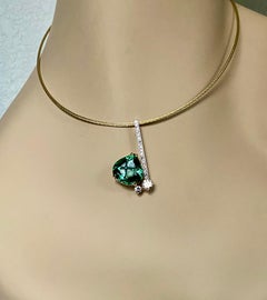 Michael Kneebone Green Tourmaline Diamond Bar Pendant