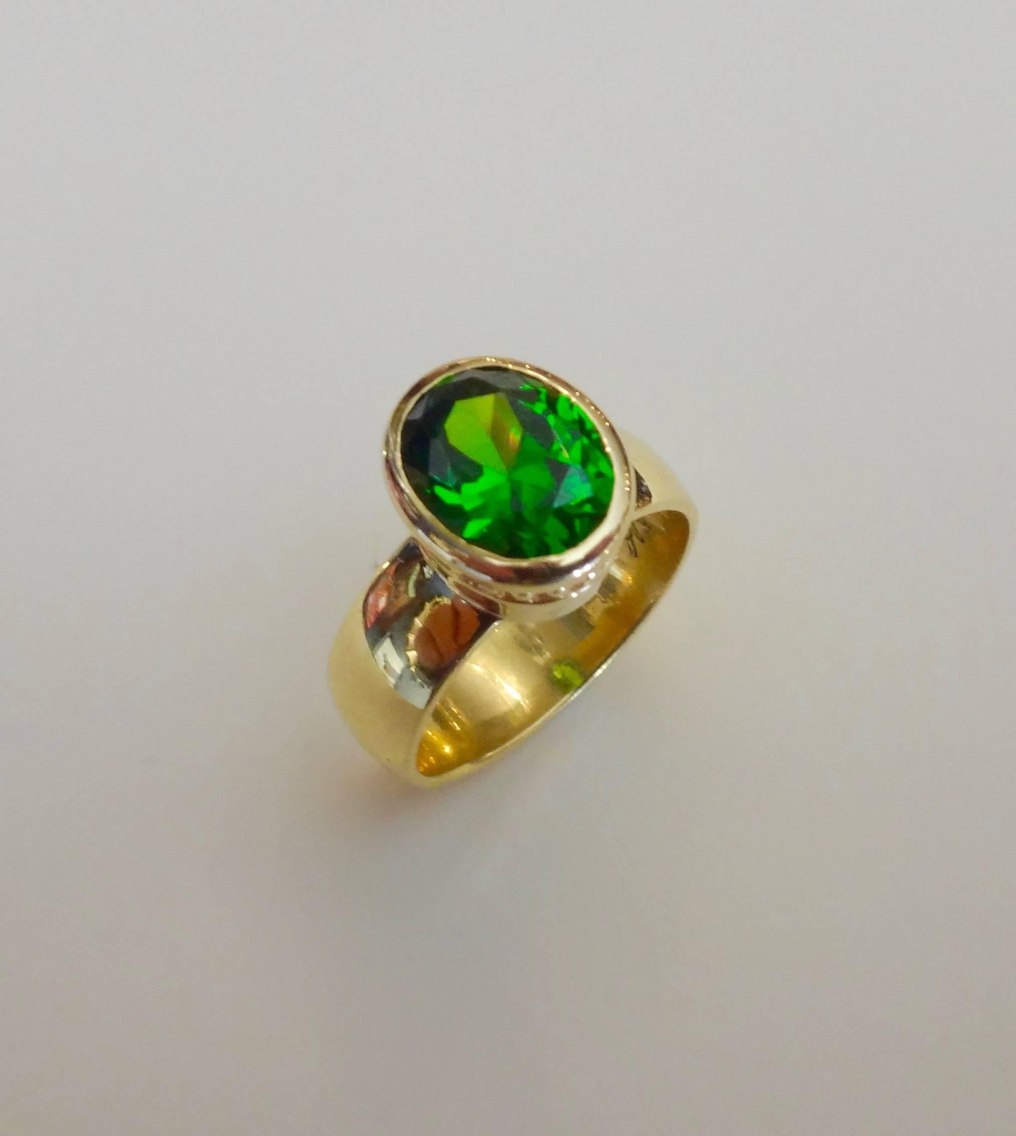 Michael Kneebone Green Tourmaline Leah Ring In Excellent Condition In Austin, TX