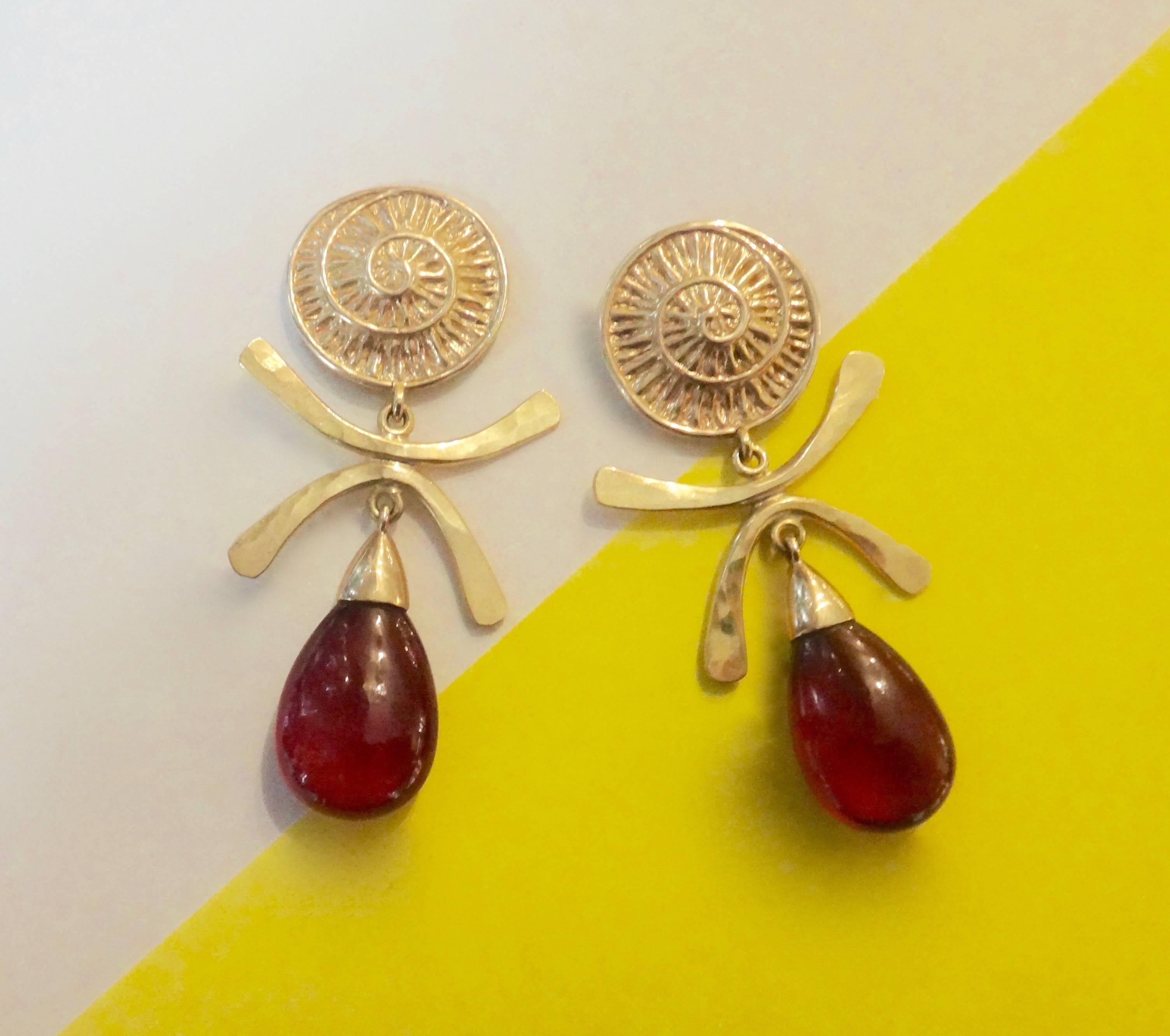 Women's Michael Kneebone Hessonite Garnet Gold Dangle Earrings
