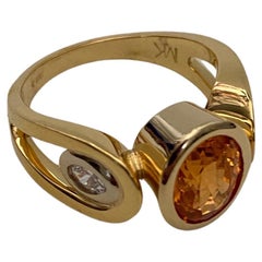 Michael Kneebone Hessonite Garnet White Diamond Three-Stone Ring