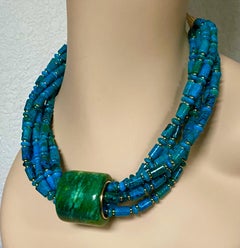 Michael Kneebone Jadeite Archer's Ring Azurite Chrysocolla Torsade Necklace