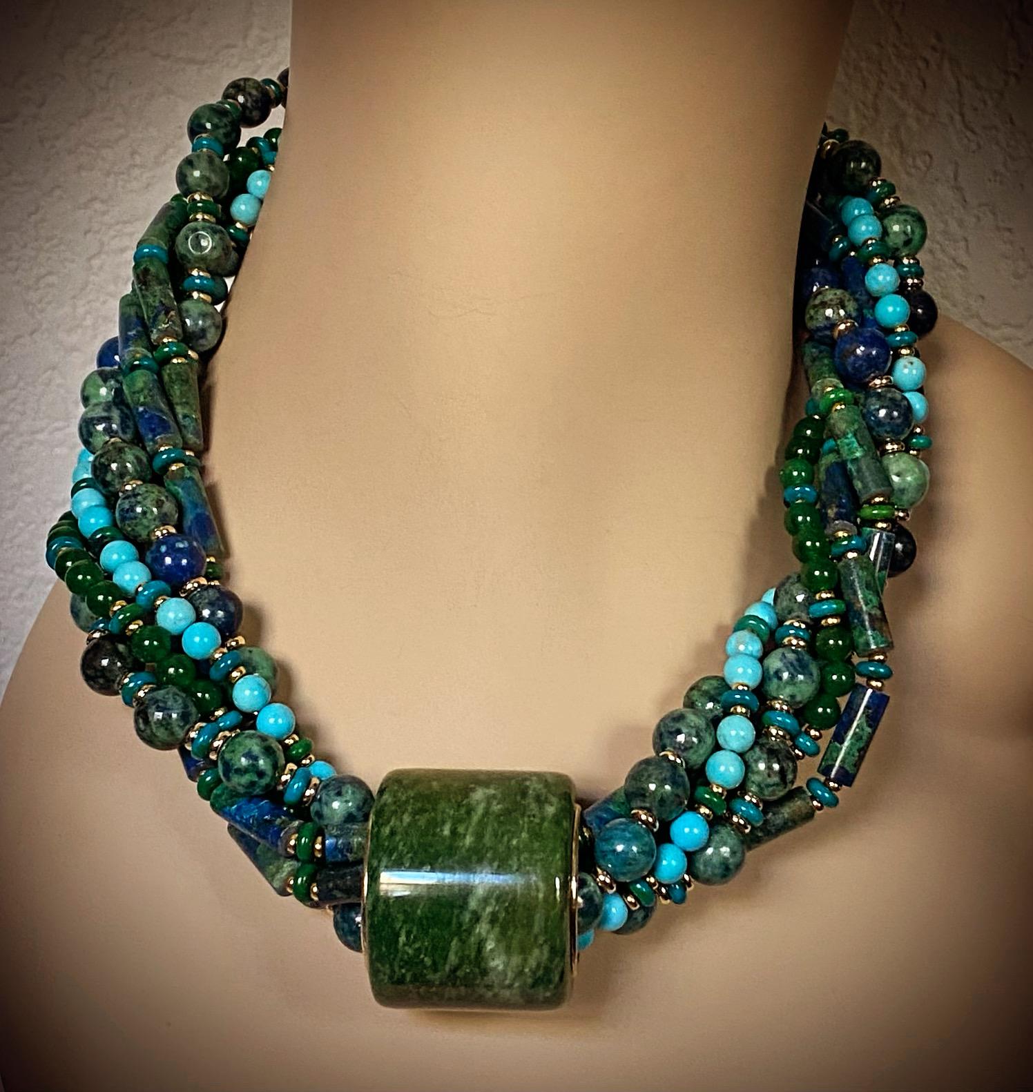 Michael Kneebone Anello degli arcieri in giadeite Collana di perle miste a torsione In condizioni Nuovo in vendita a Austin, TX