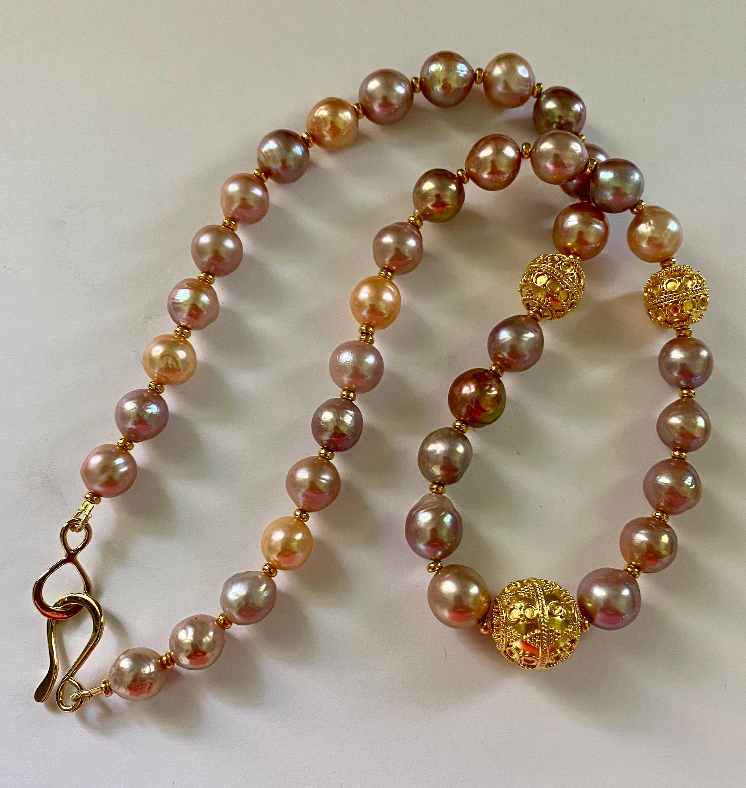 Michael Kneebone Kasumi Pearl Granulated Bead Earring and Necklace Suite For Sale 1