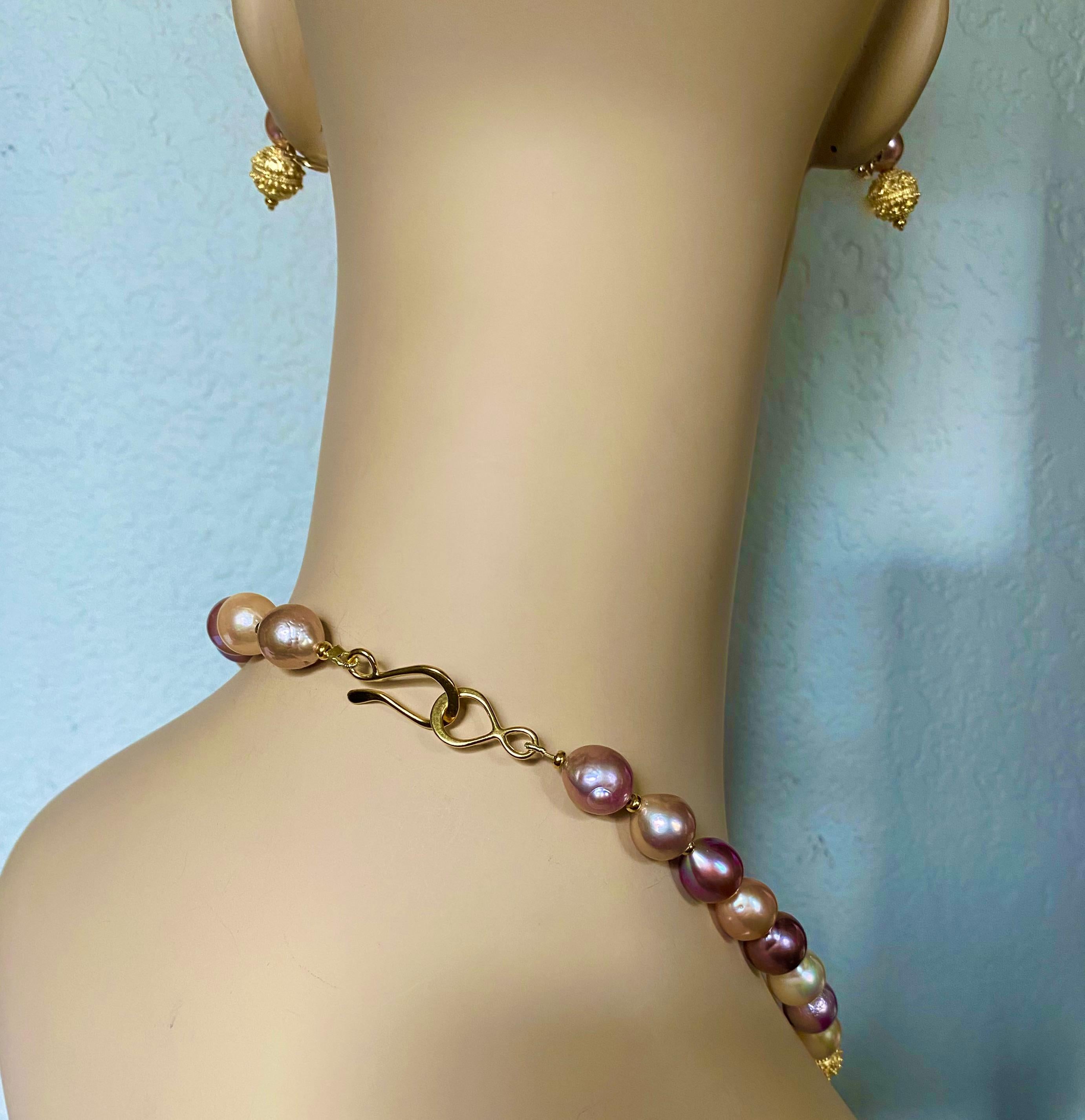 Michael Kneebone Kasumi Pearl Granulated Bead Necklace Earring Suite For Sale 7