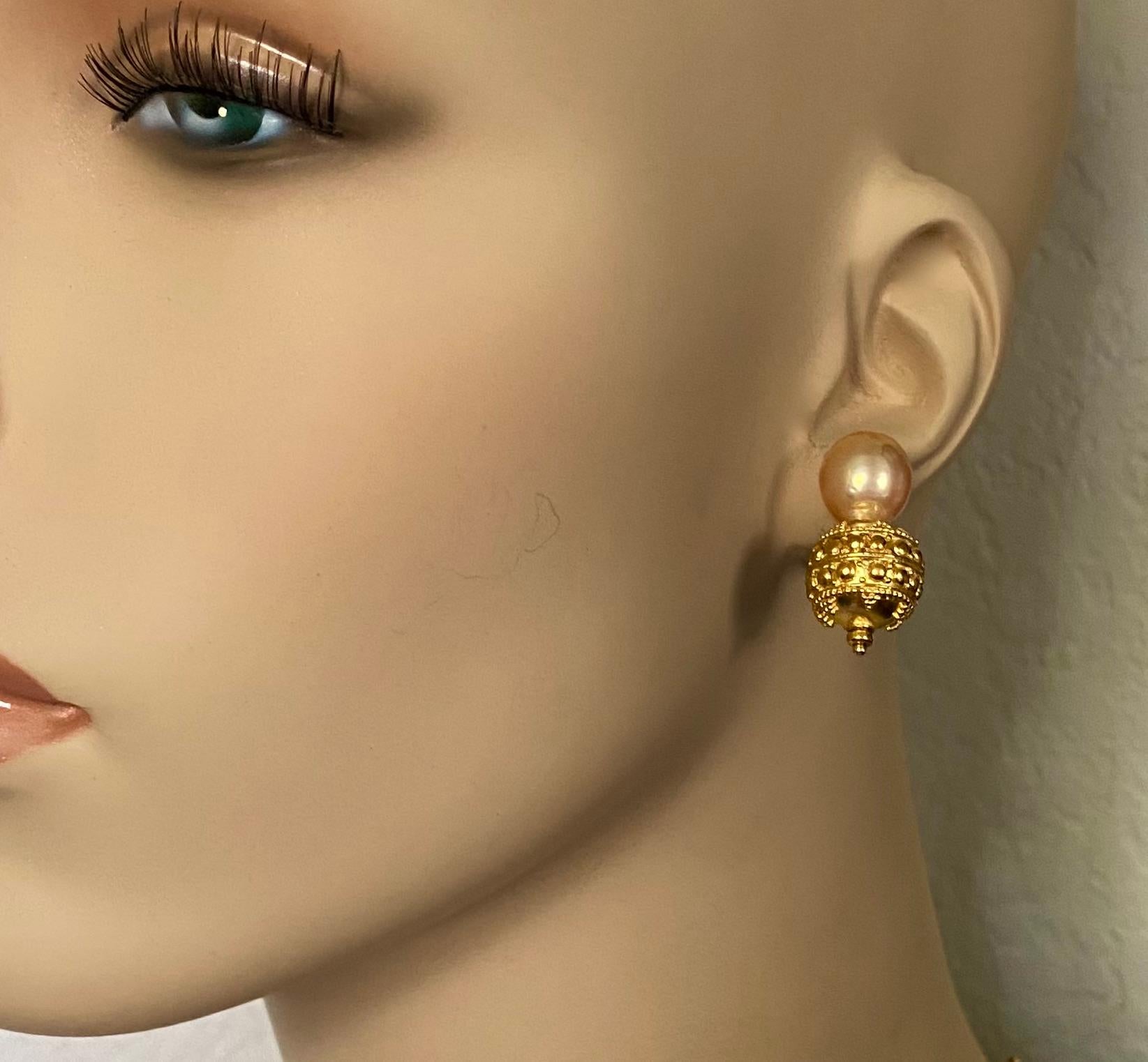 Michael Kneebone Kasumi Pearl Granulated Bead Necklace Earring Suite 8