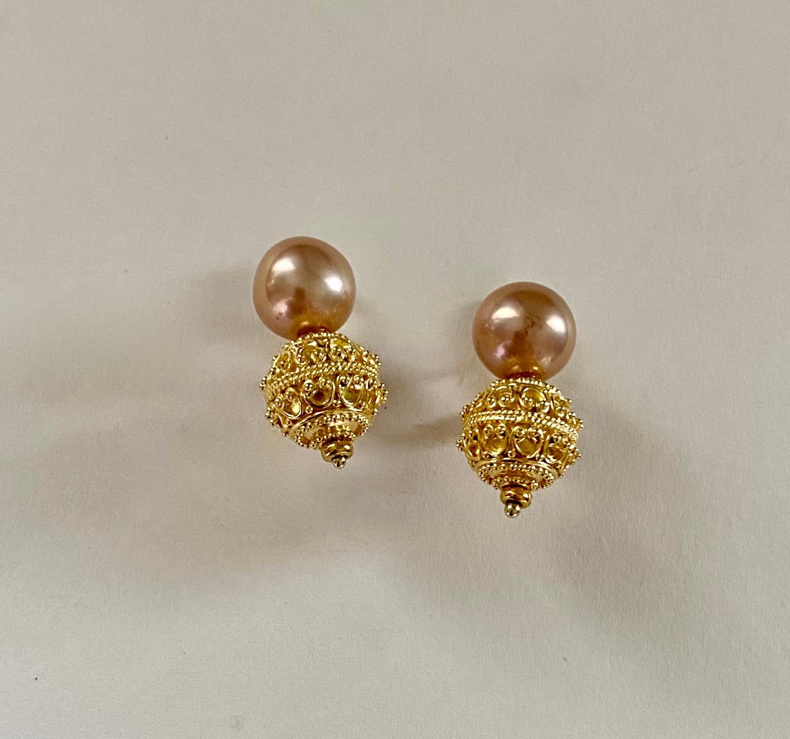 Michael Kneebone Kasumi Pearl Granulated Bead Necklace Earring Suite For Sale 1