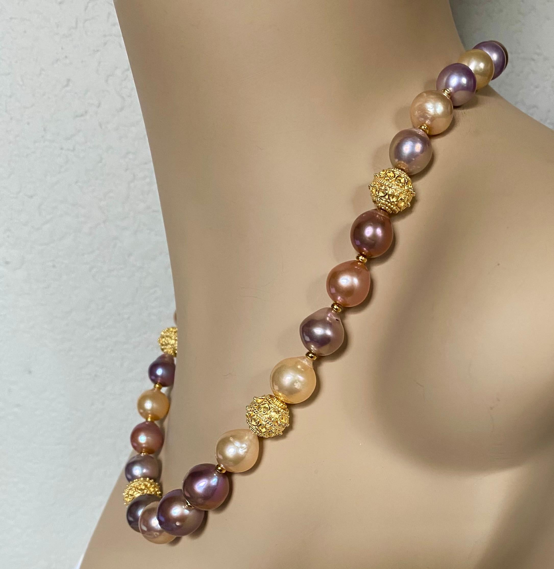 Michael Kneebone Kasumi Pearl Granulated Bead Necklace Earring Suite For Sale 2