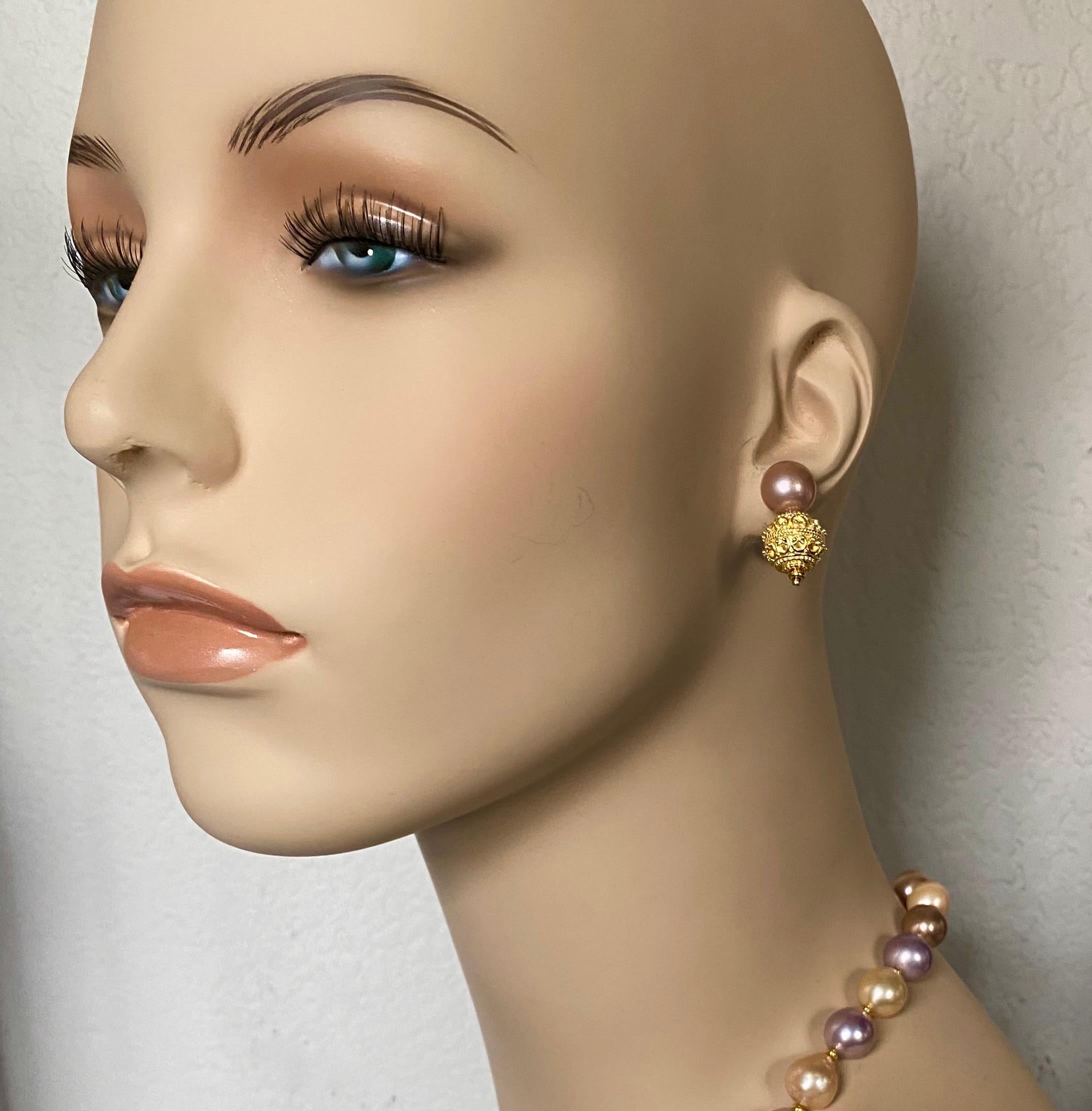 Michael Kneebone Kasumi Pearl Granulated Bead Necklace Earring Suite For Sale 3