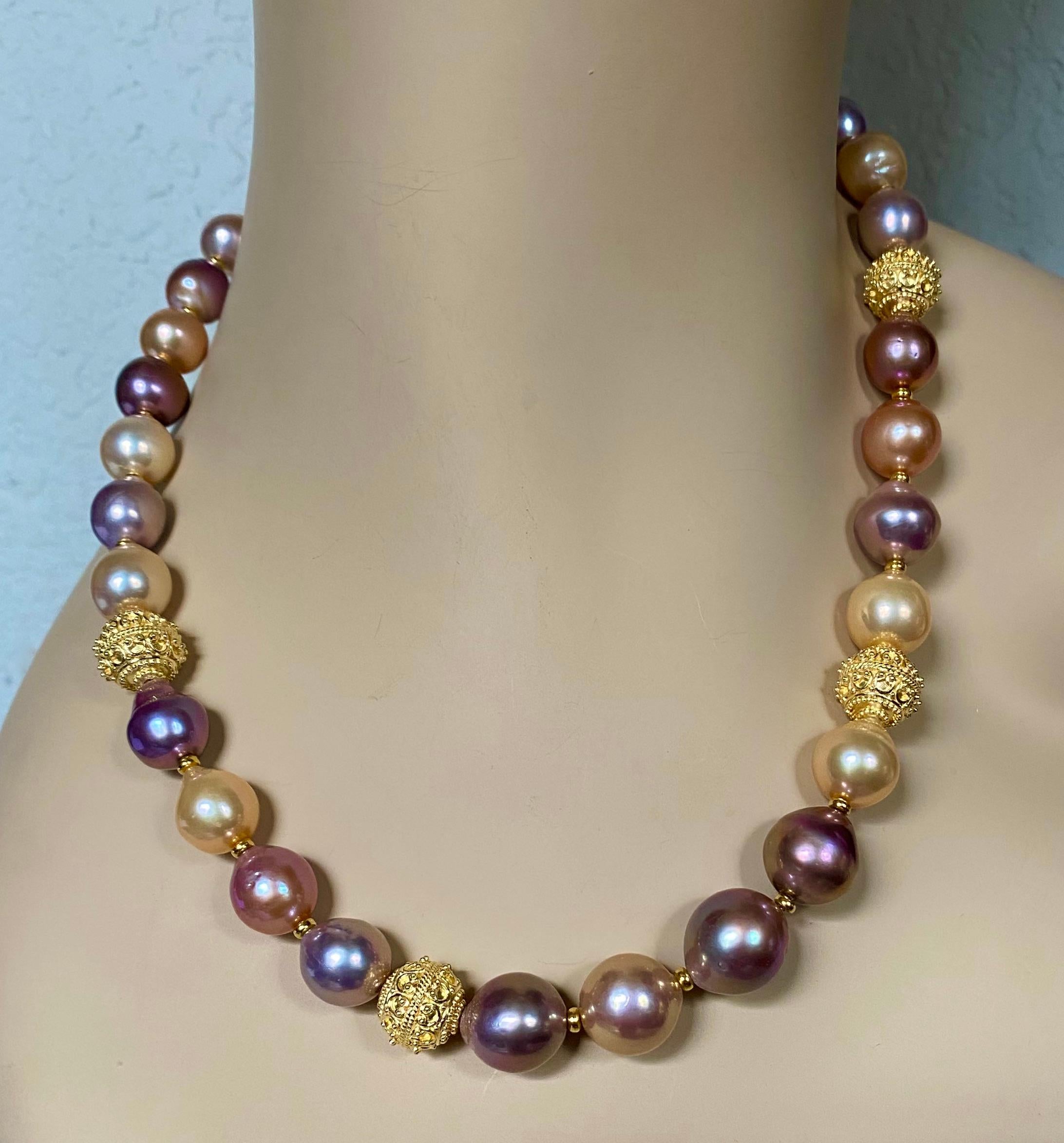Michael Kneebone Kasumi Pearl Granulated Bead Necklace Earring Suite For Sale 4
