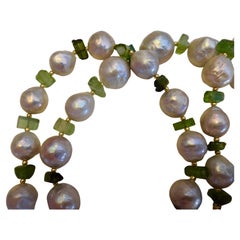Michael Kneebone Kasumi Pearl Raw Green Tourmaline Necklace