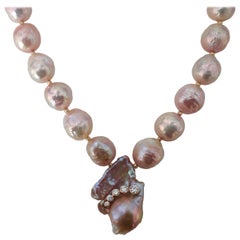 Michael Kneebone Kasumi Pearl White Diamond Necklace