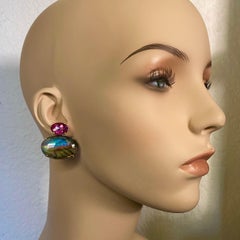 Michael Kneebone Labradorite Pink Topaz Due Gemma Drop Earrings