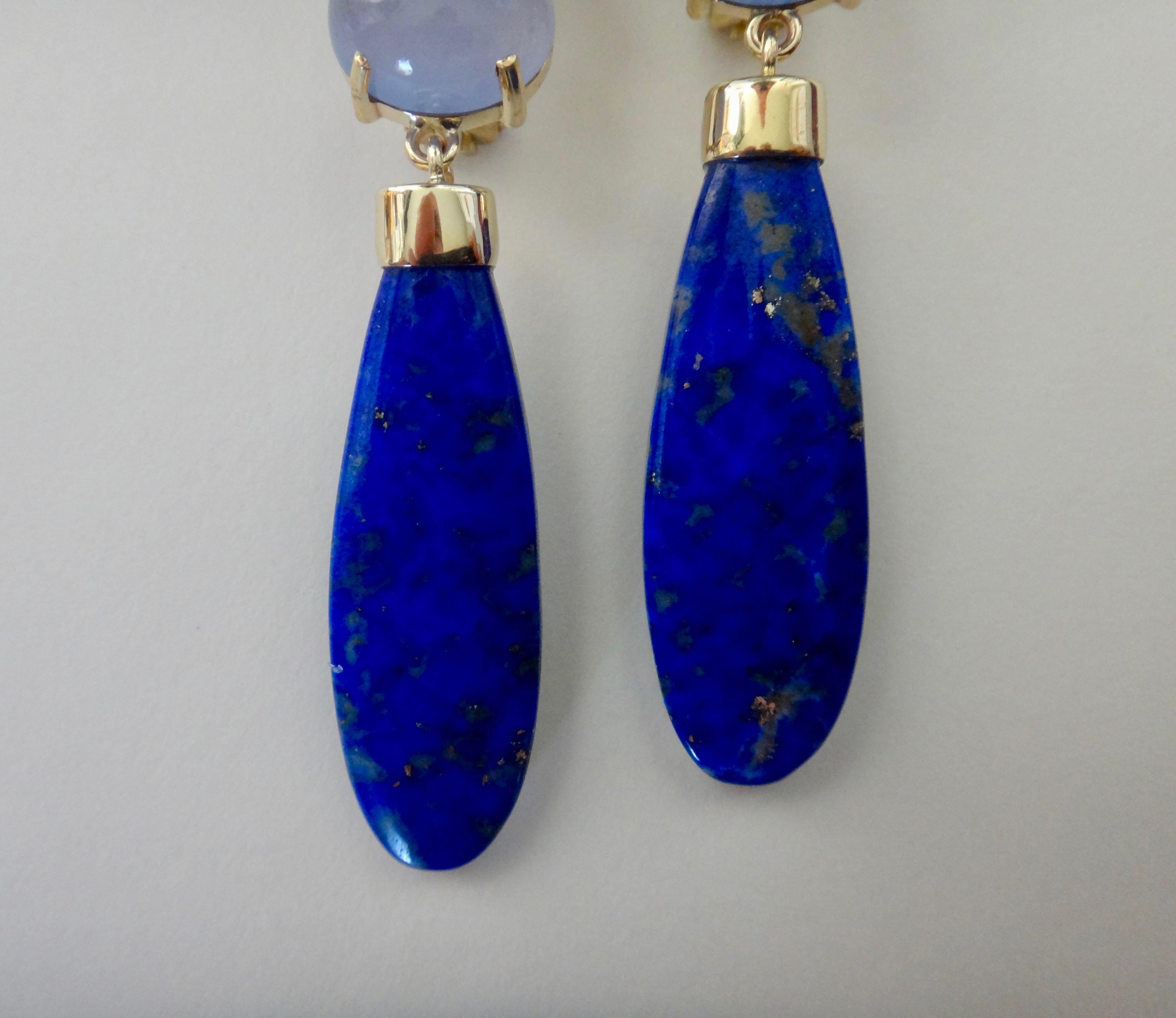 Women's Michael Kneebone Lapis Lazuli Blue Topaz Chalcedony Diamond Dangle Earrings