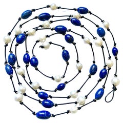 Michael Kneebone Lapis Lazuli Nugget White Circle' Pearl Torsade Necklace