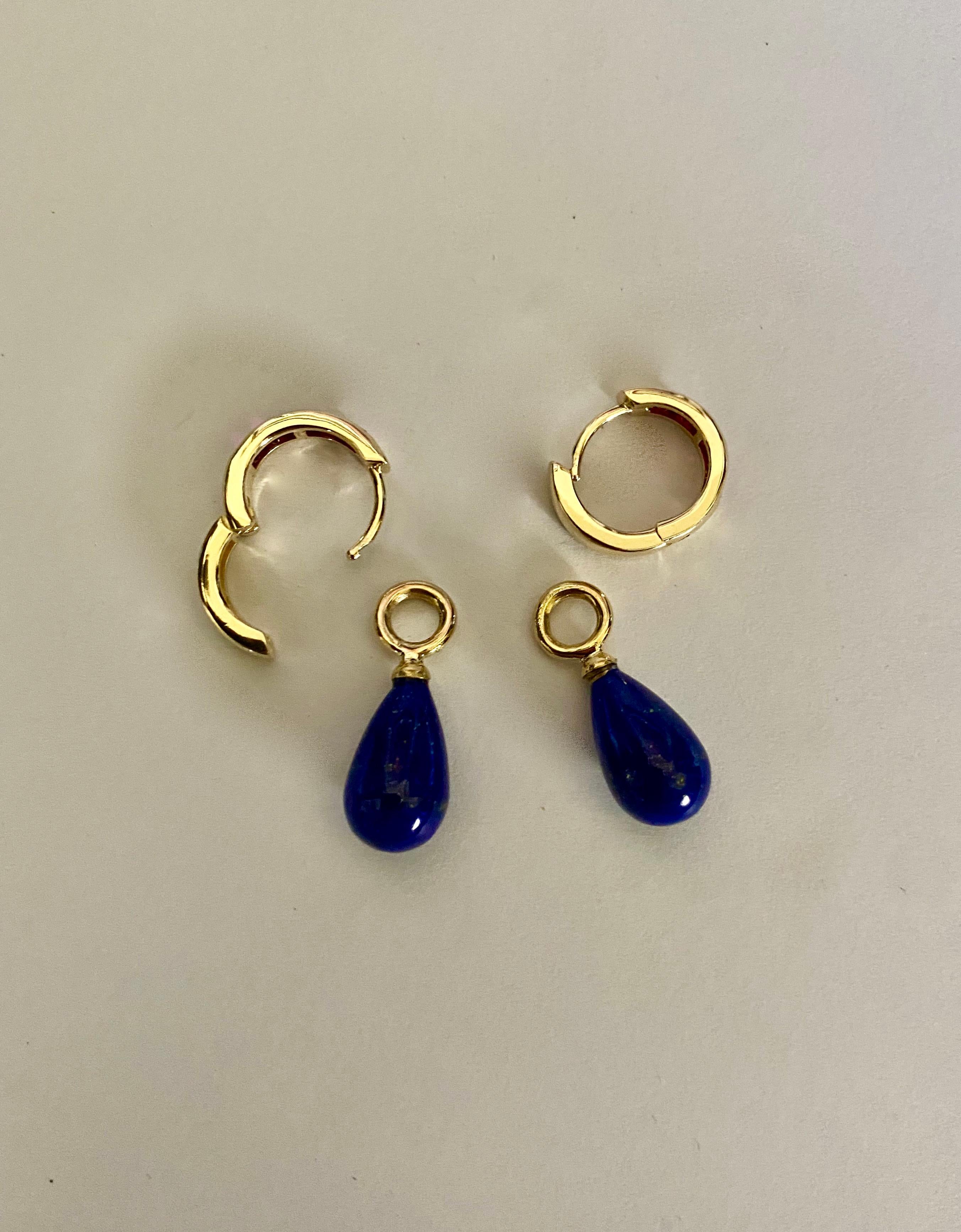 Michael Kneebone Lapis Lazuli Ruby Huggie Drop Earrings For Sale 3