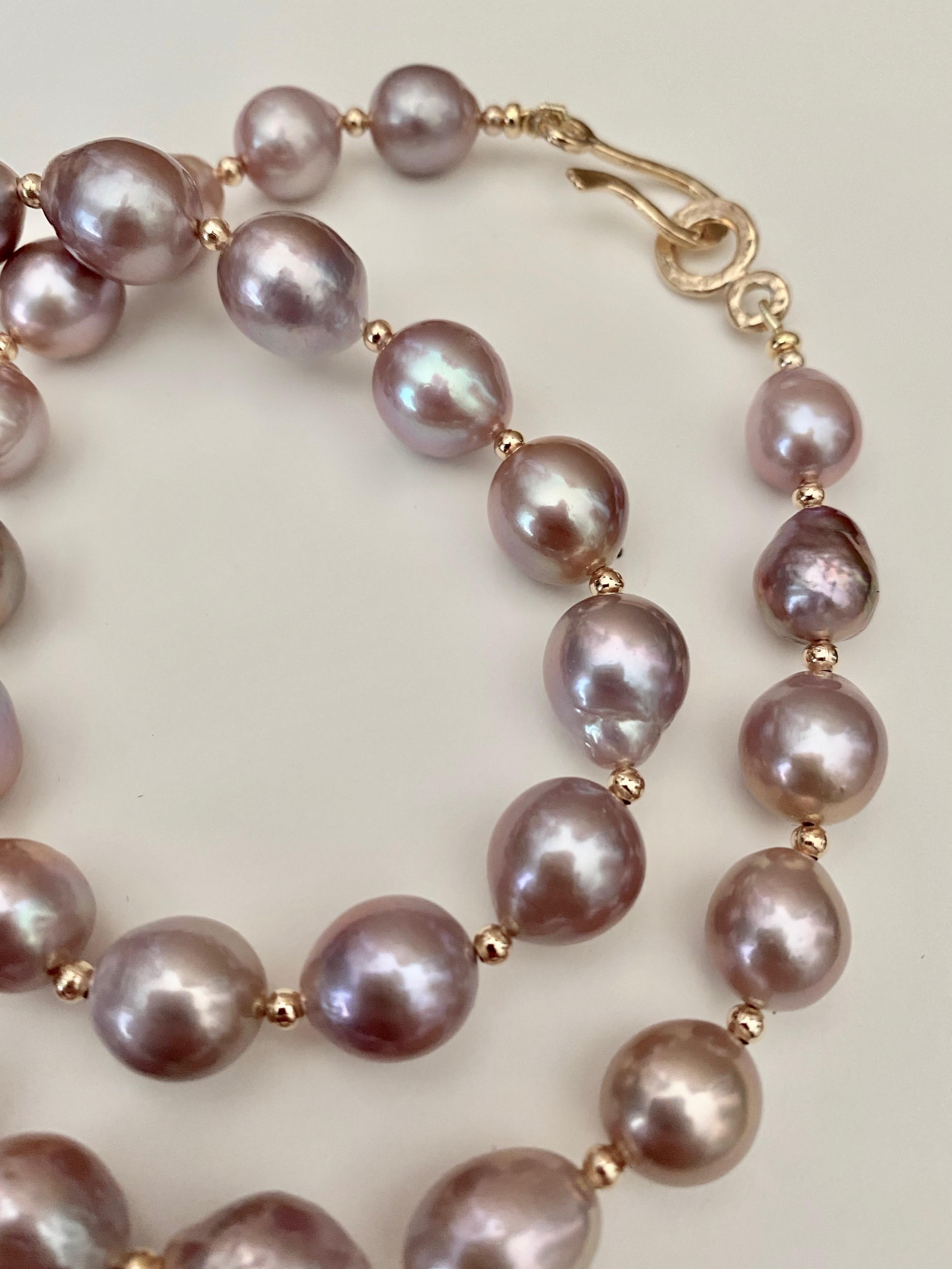 Michael Kneebone Lavender Baroque Pearl Necklace In New Condition In Austin, TX