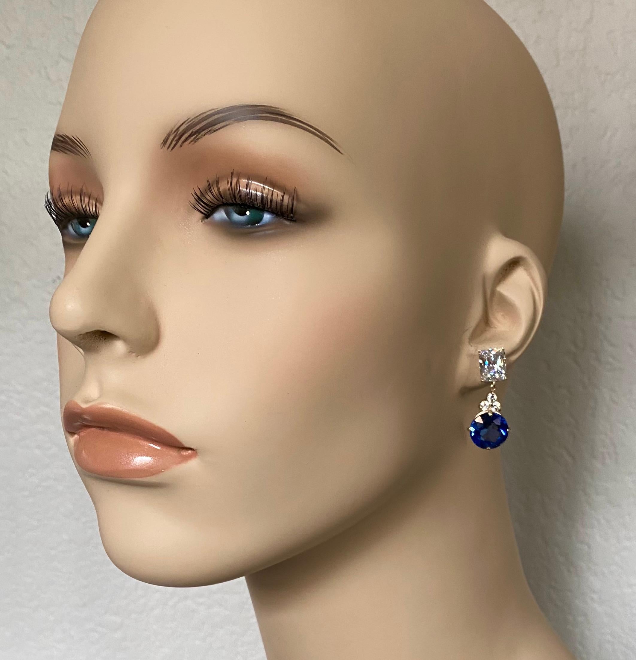 Contemporary Michael Kneebone London Blue Topaz White Sapphire Diamond Dangle Earrings