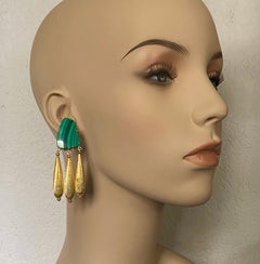Michael Kneebone Malachite Vermeil Drop Dangle Earrings